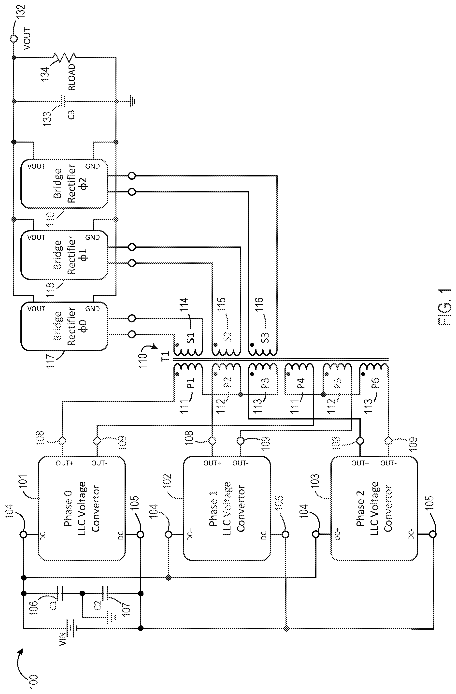 Patent US12101032 Figure 1 – Multi-phase voltage converter current balancing
