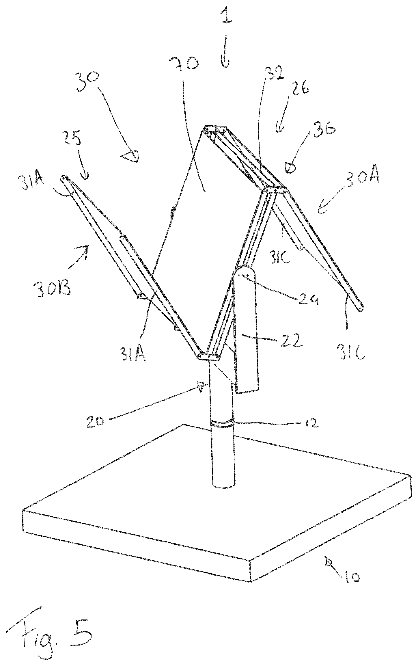 Patent US12101055 Figure 5 – Foldable solar panel assembly