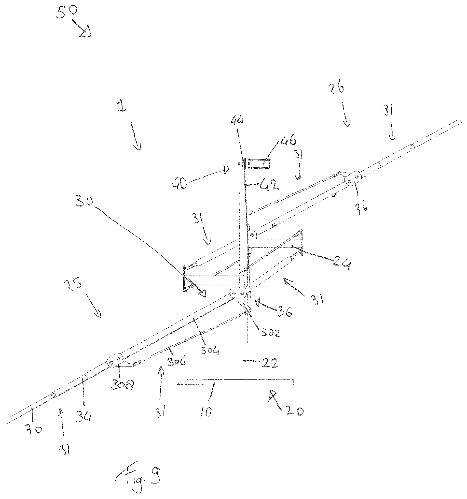 Patent US12101055 Figure 9 – Foldable solar panel assembly