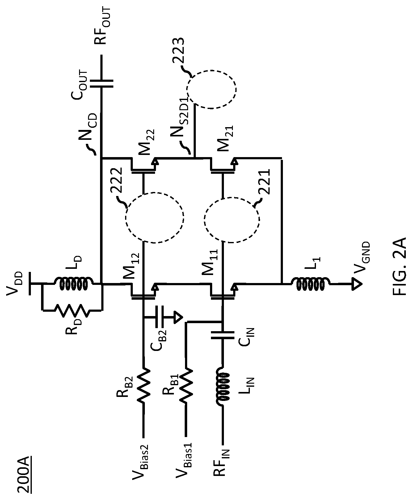 Patent US12101065 Figure 2 – Dual voltage switched branch LNA architecture