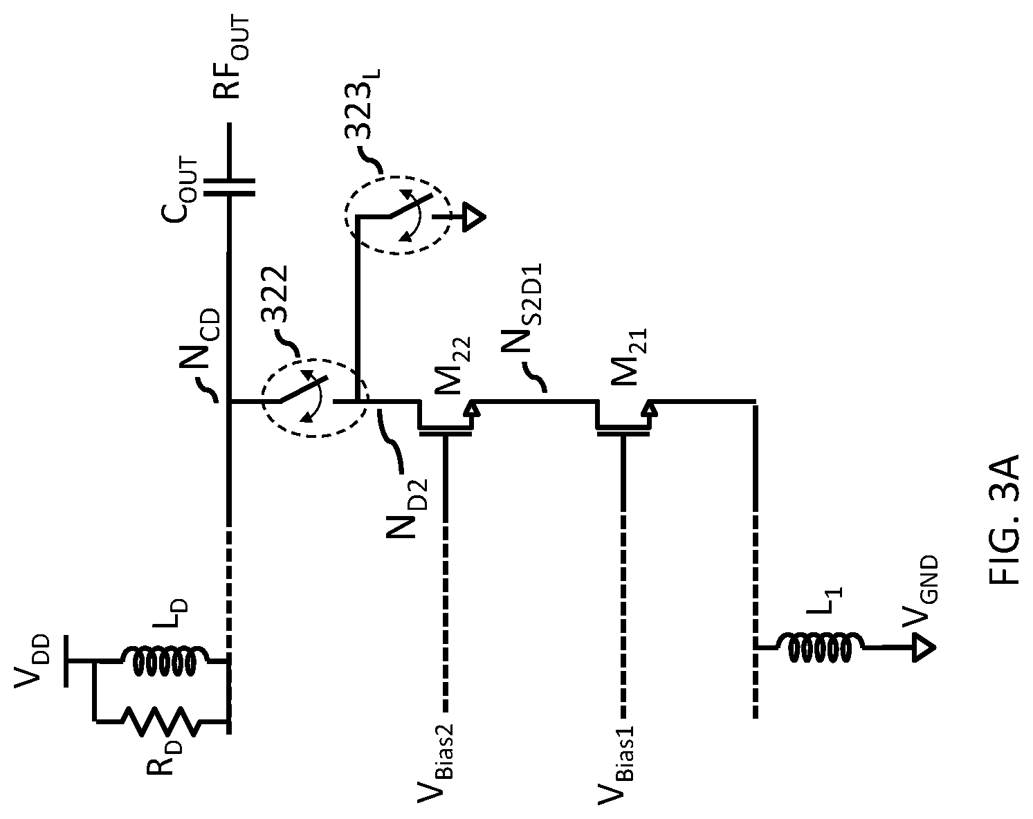 Patent US12101065 Figure 4 – Dual voltage switched branch LNA architecture