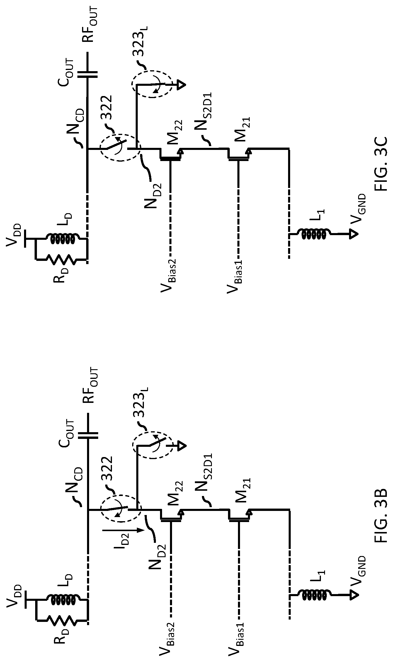 Patent US12101065 Figure 5 – Dual voltage switched branch LNA architecture