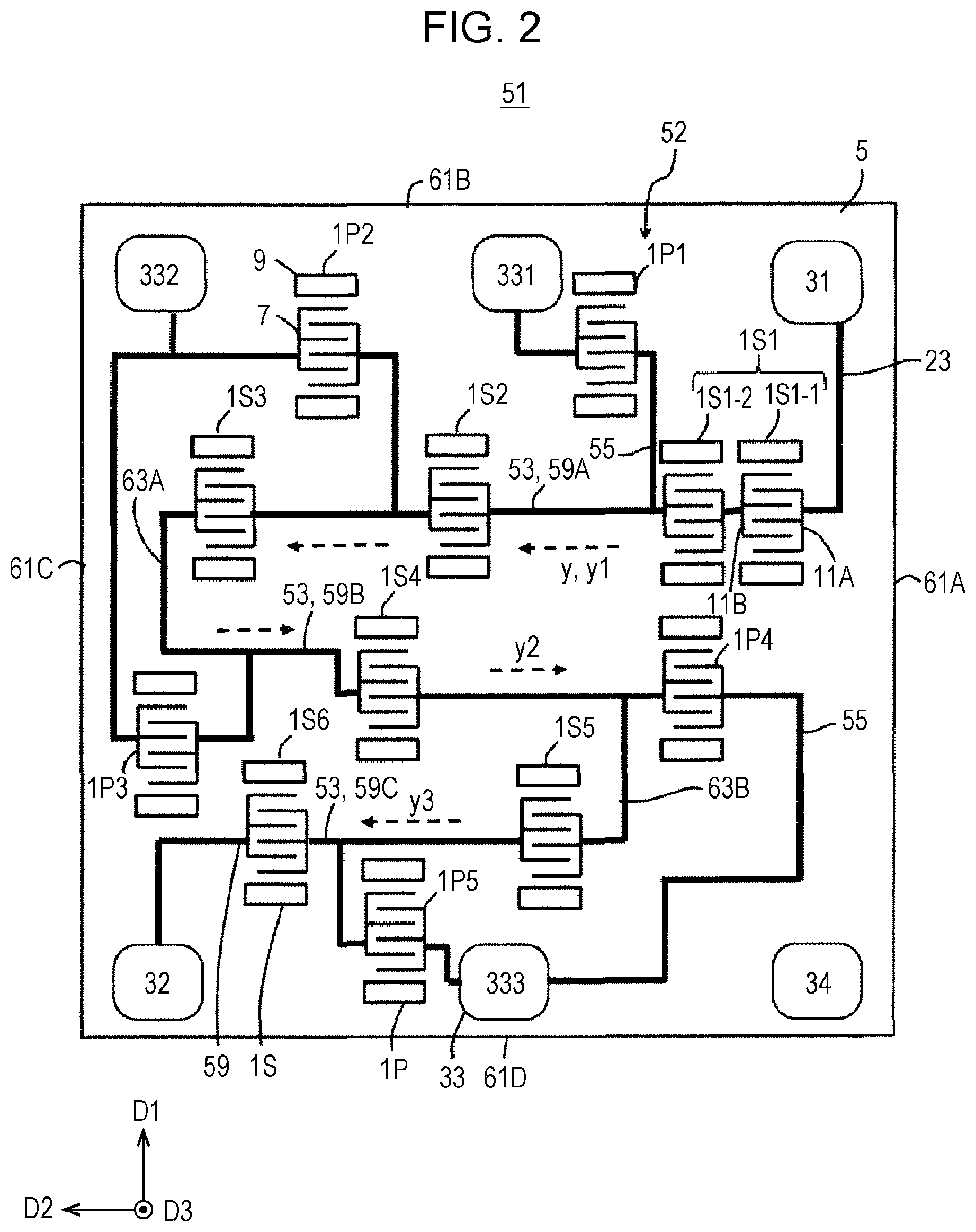 Patent US12101082 Figure 2 – Elastic wave filter, branching filter, and communication device
