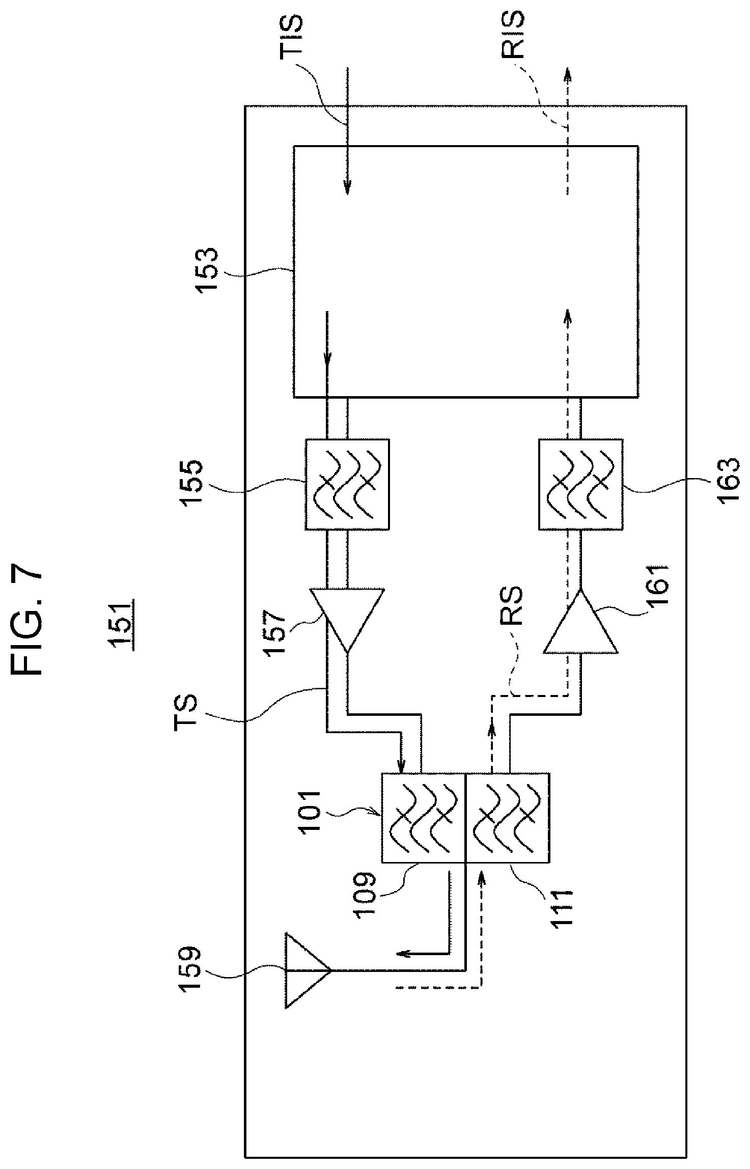Patent US12101082 Figure 7 – Elastic wave filter, branching filter, and communication device
