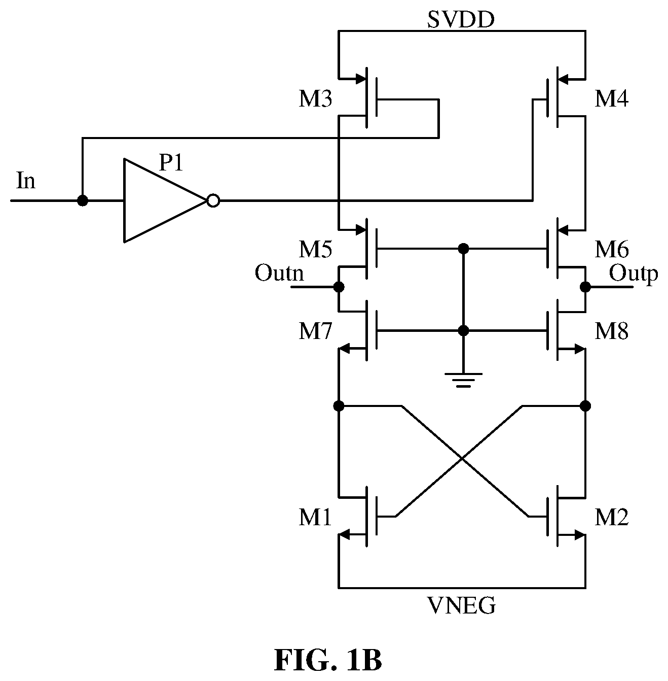 Patent US12101086 Figure 2 – Negative voltage level conversion control circuit and method