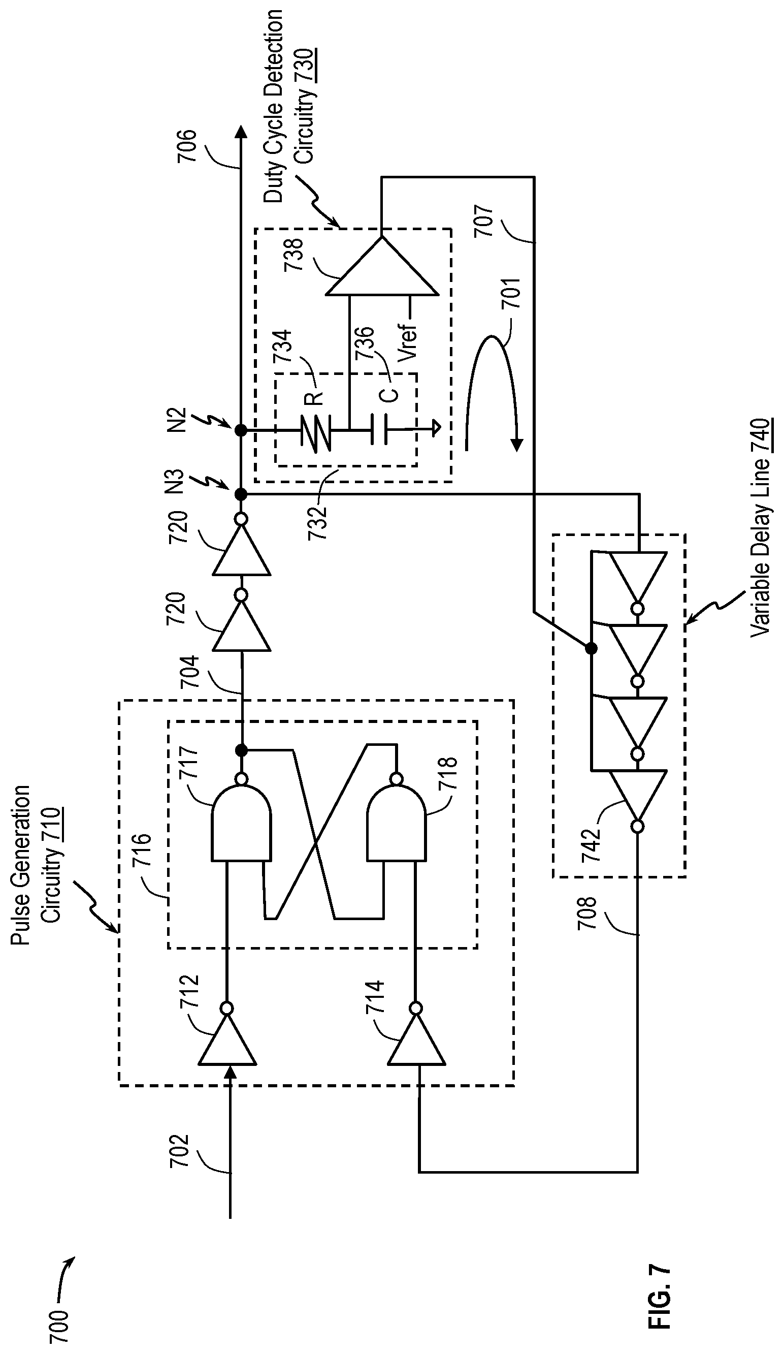 Patent US12101095 Figure 7 – Fractional divider with duty cycle regulation and low subharmonic content