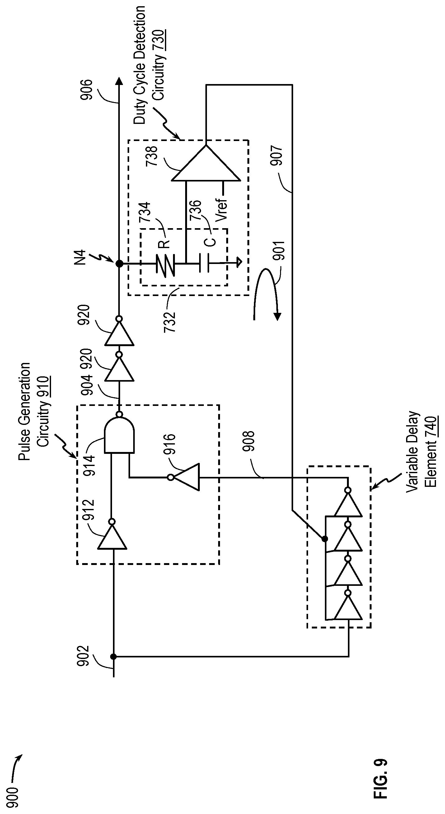 Patent US12101095 Figure 9 – Fractional divider with duty cycle regulation and low subharmonic content