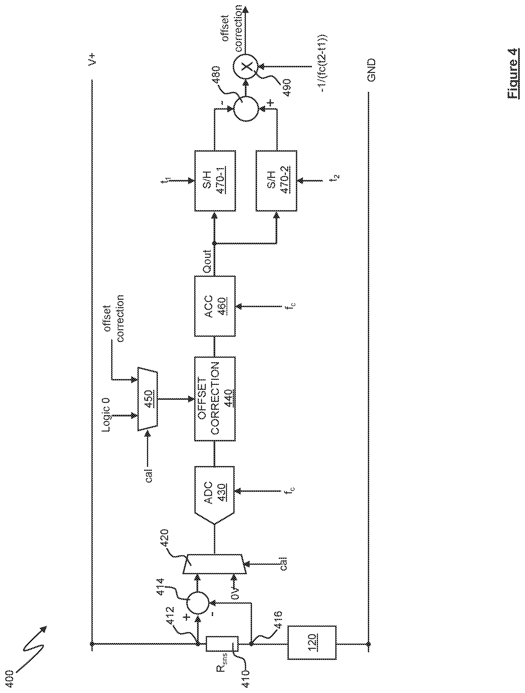 Patent US12101097 Figure 4 – Coulomb counter circuitry