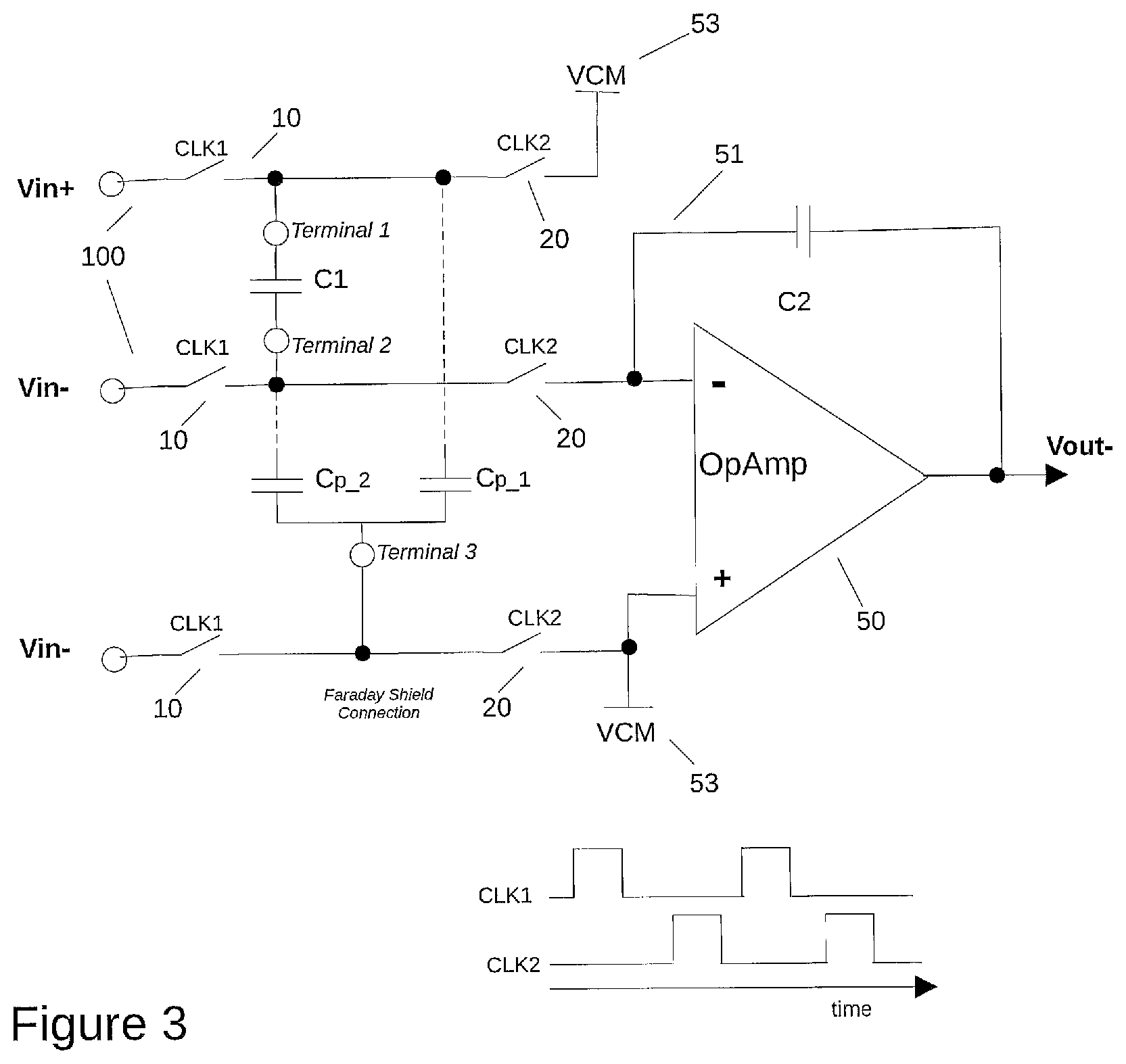 Patent US12101099 Figure 9 – Differential charge sampling circuit with integrated faraday shield