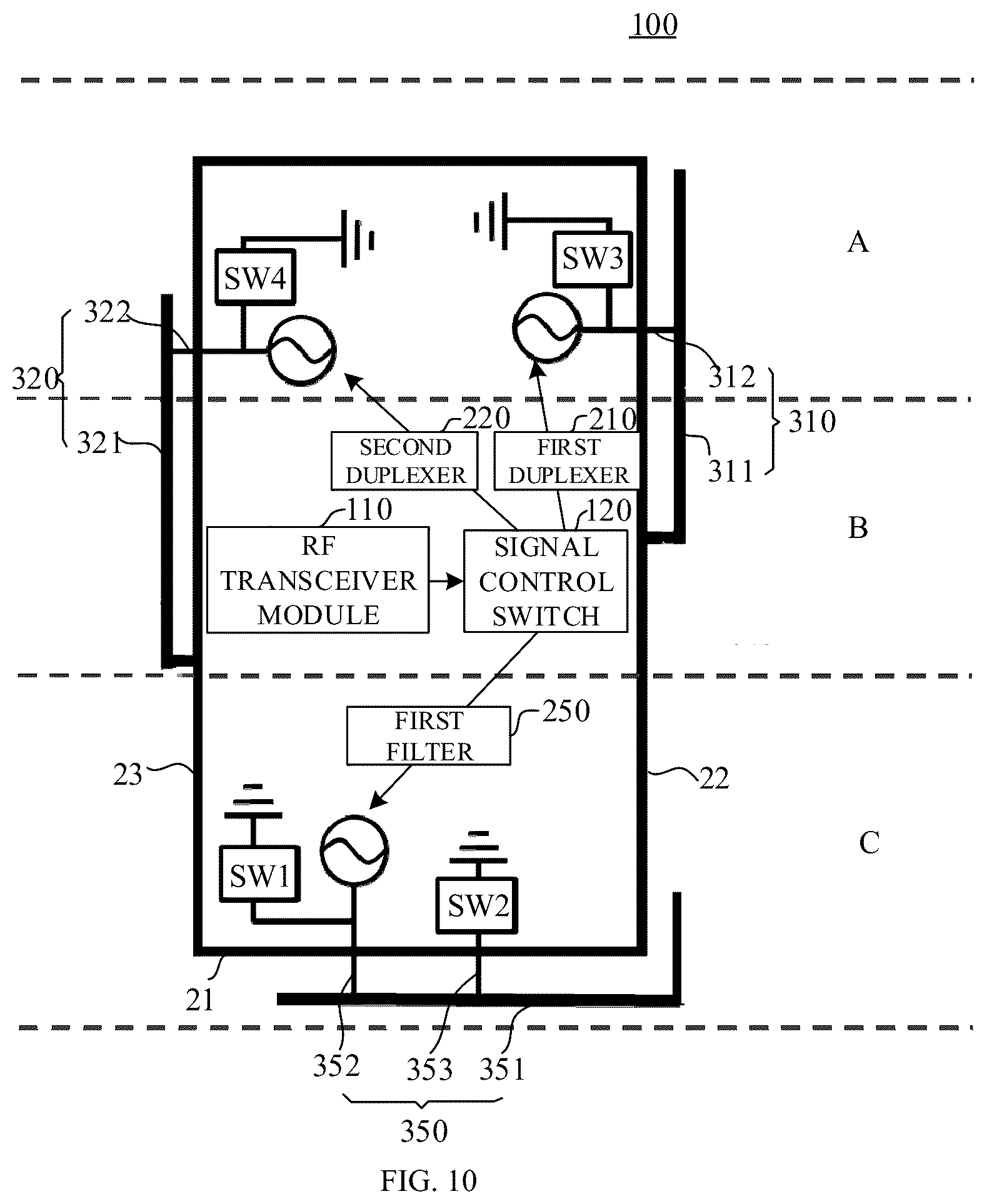 Patent US12101113 Figure 7 – Radio frequency module, control method, and electronic device