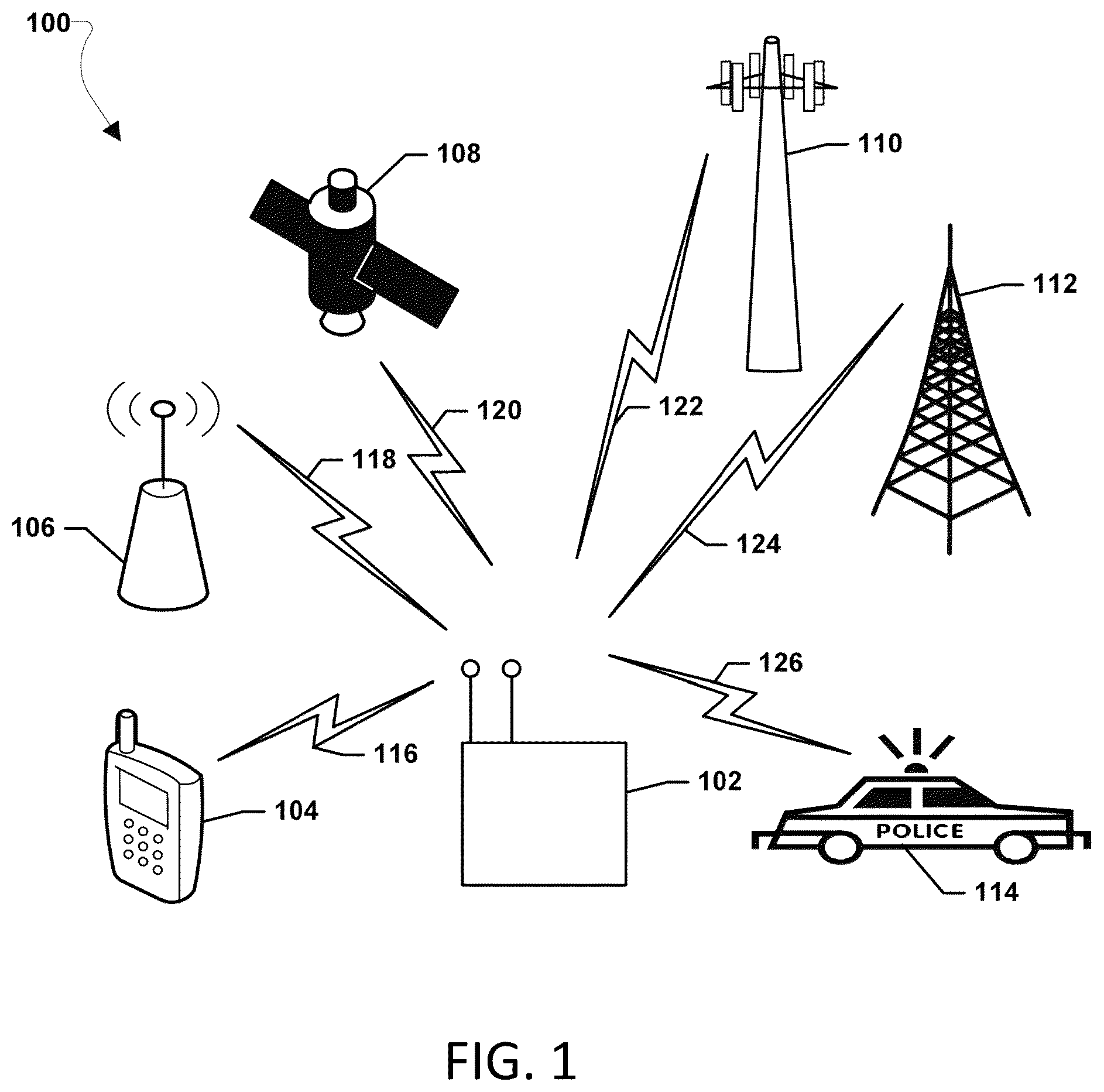 Patent US12101132 — Systems, methods, and devices for automatic signal detection based on power distribution by frequency over time within an electromagnetic spectrum — Figure 1