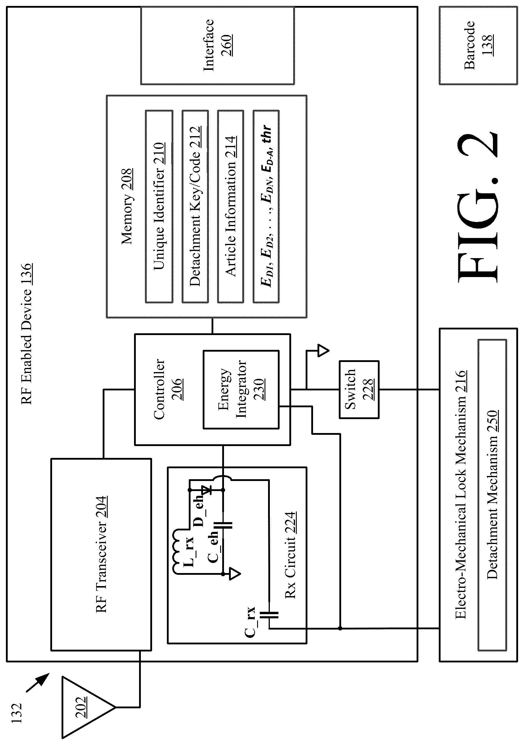 Patent US12101138 Figure 2 – Self-detaching anti-theft device using direct and harvested resonant energy