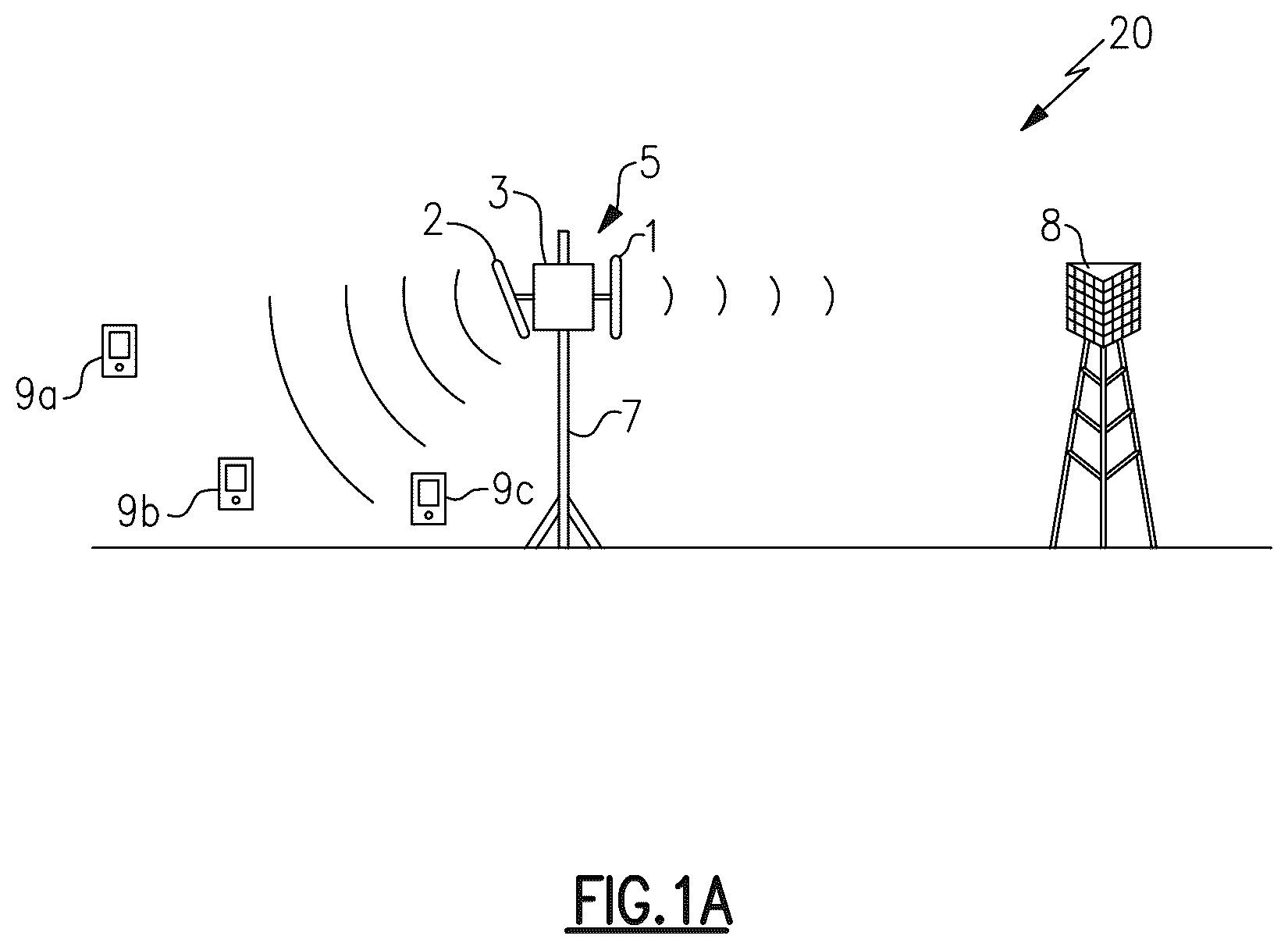Patent US12101163 Figure 1 – Radio frequency signal boosters serving as outdoor infrastructure in high frequency cellular networks