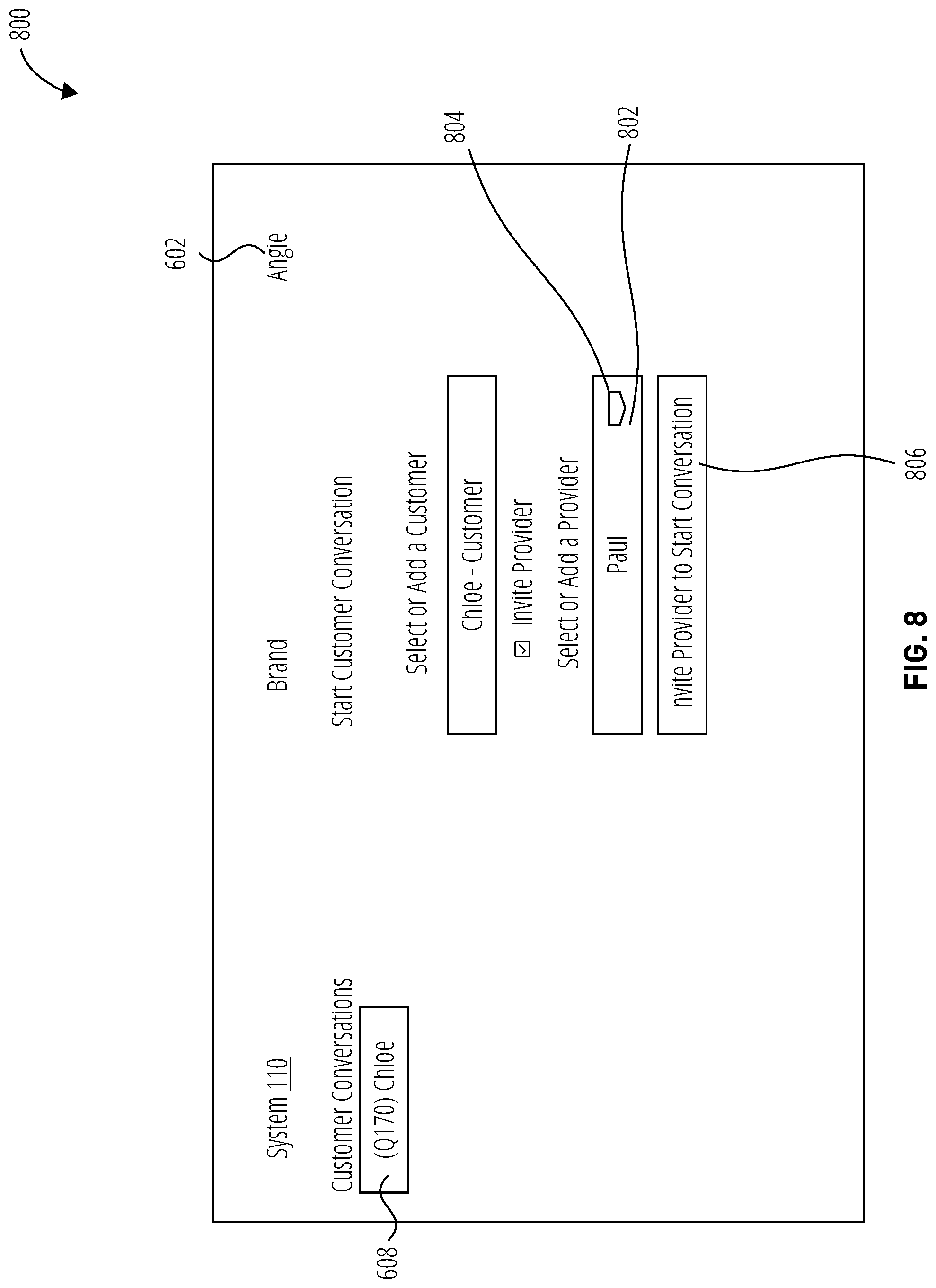 Patent US12101362 Figure 8 – Dynamic provisioning for multiparty conversations across service delivery networks on a single communication channel