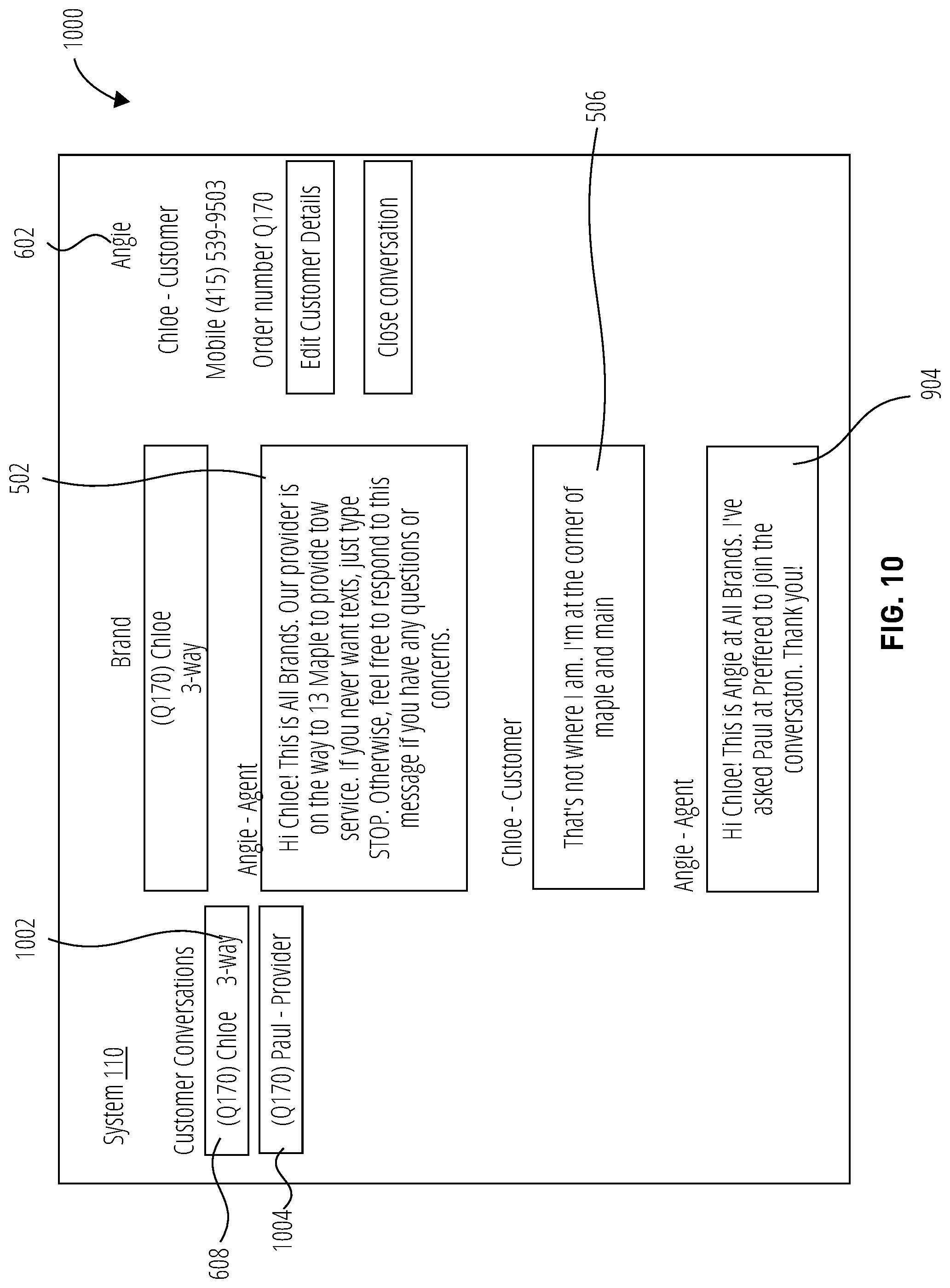 Patent US12101362 Figure 10 – Dynamic provisioning for multiparty conversations across service delivery networks on a single communication channel