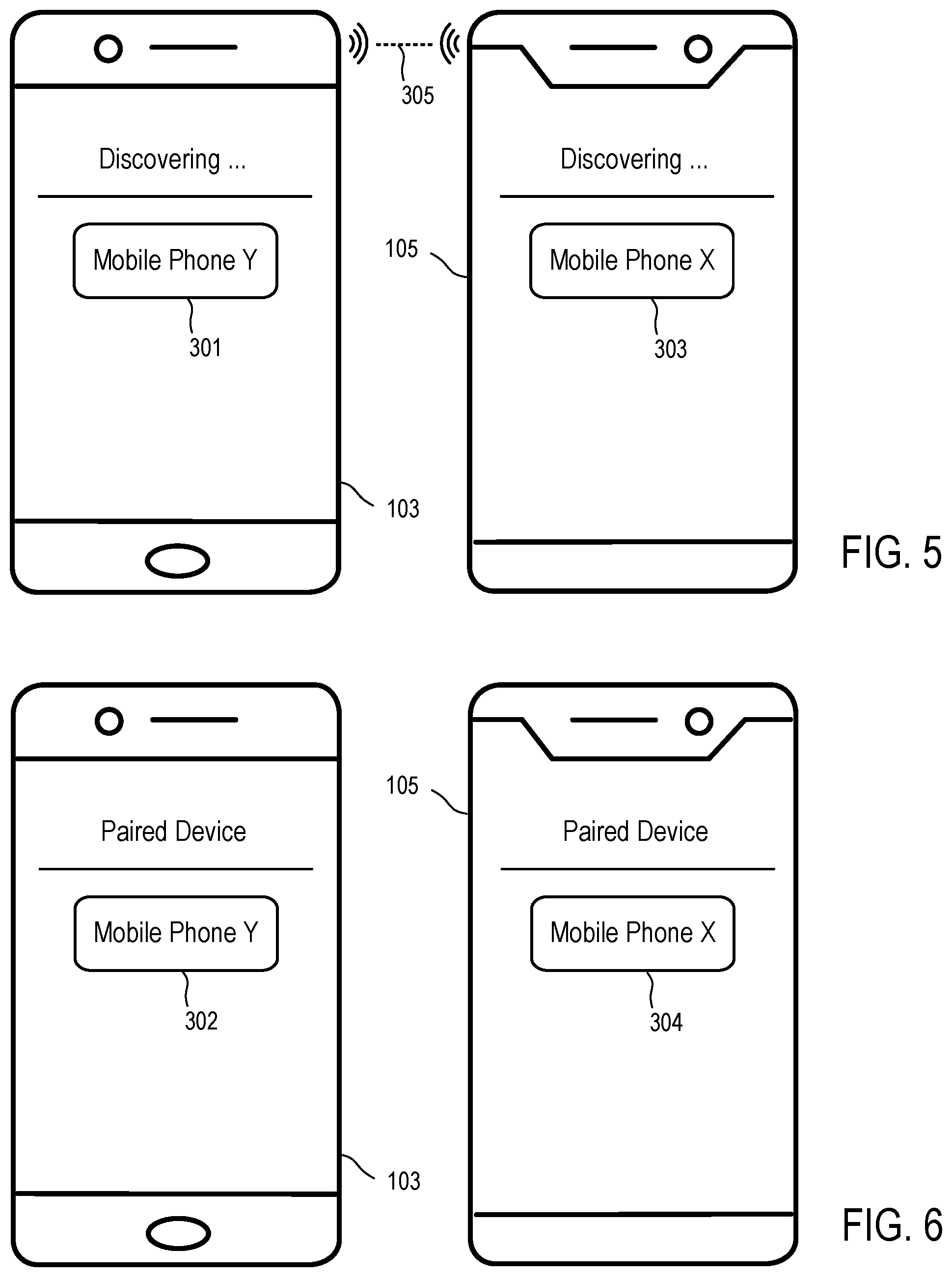 Patent US12101428 Figure 5 – Proximity based operating of a mobile computing device using another mobile computing device