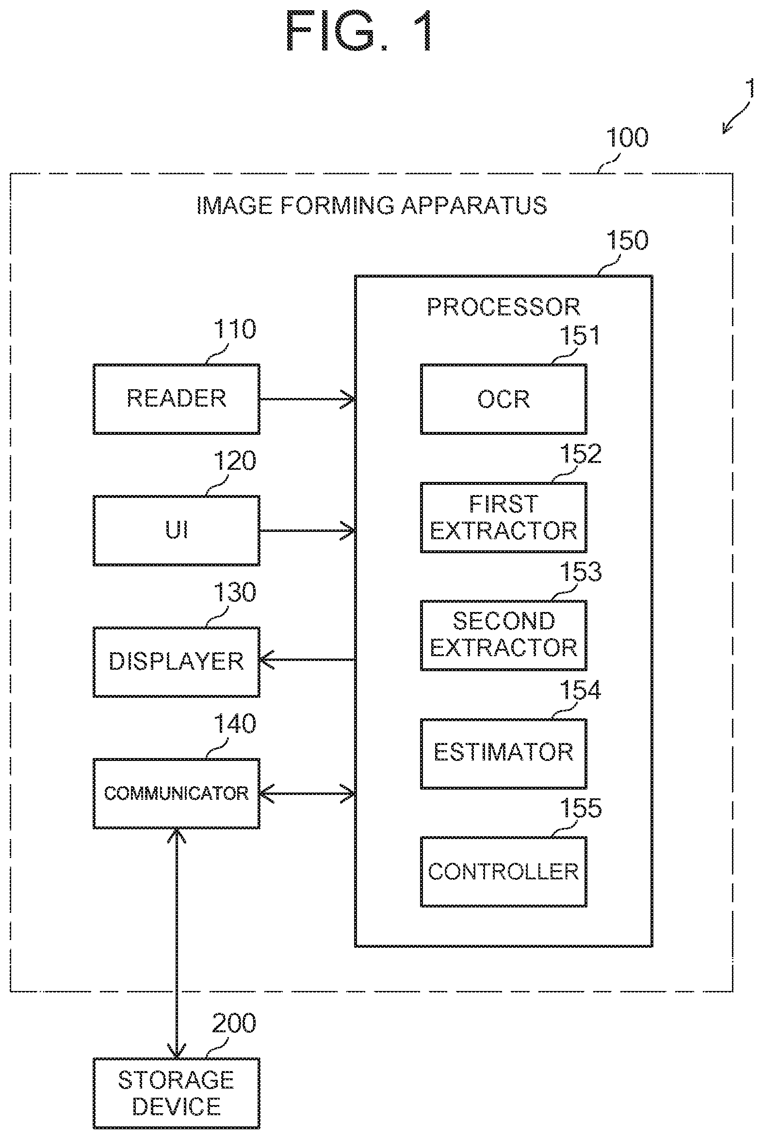 Patent US12101449 Figure 1 – Image forming apparatus, image forming system, and image forming method for determining a file name for scanned image data