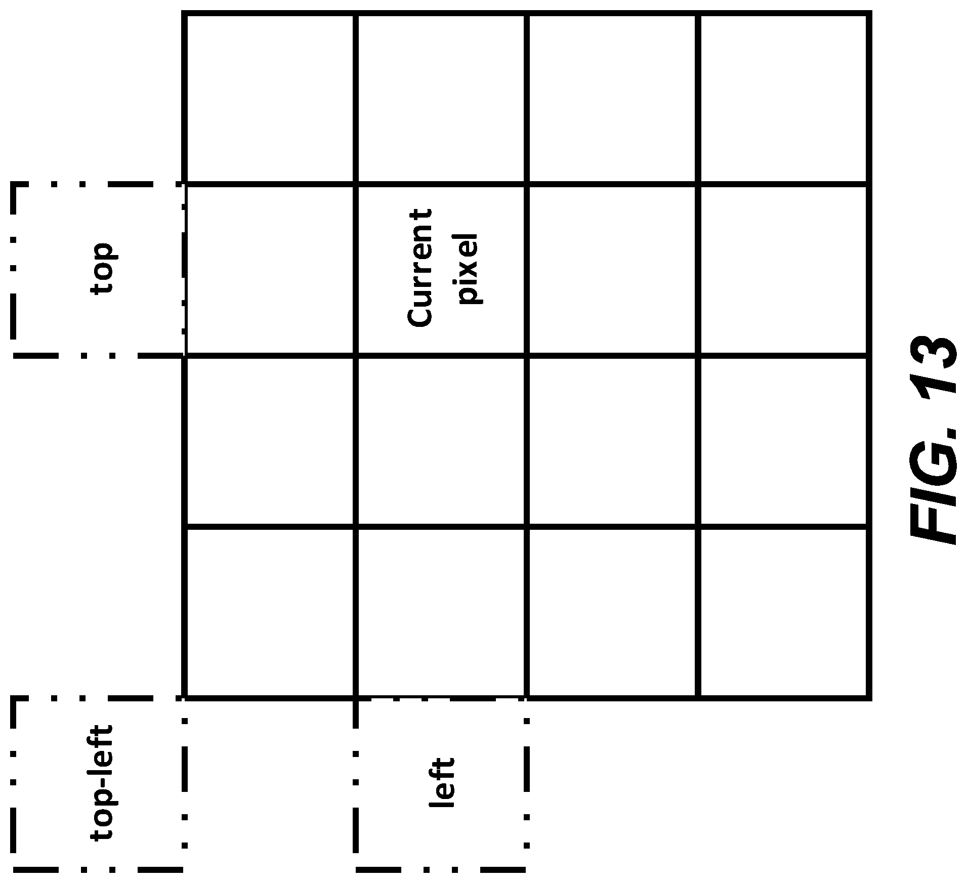 Patent US12101504 Figure 15 – Reference line for directional intra prediction
