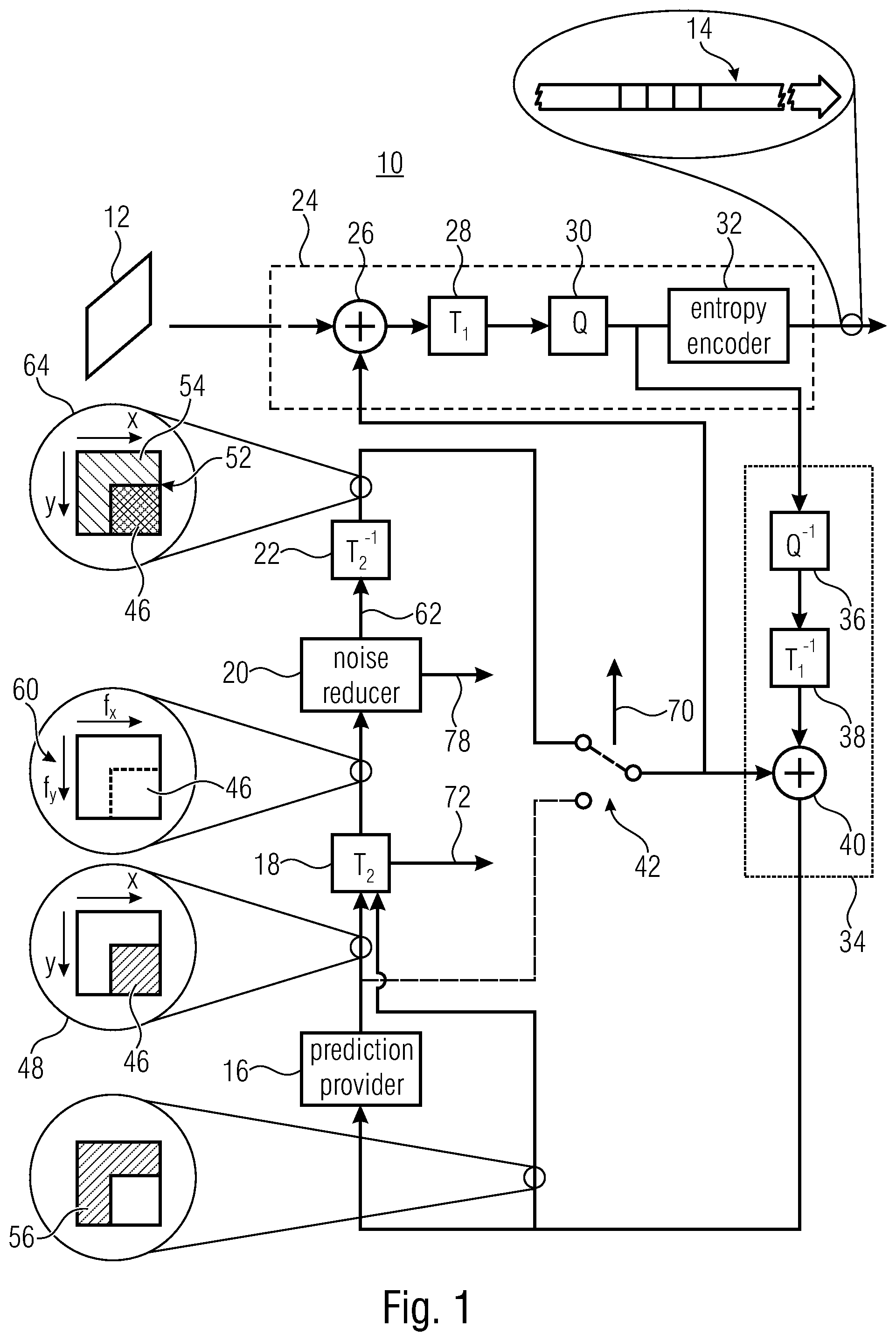 Patent US12101510 Figure 1 – Block-based predictive coding and decoding of a picture