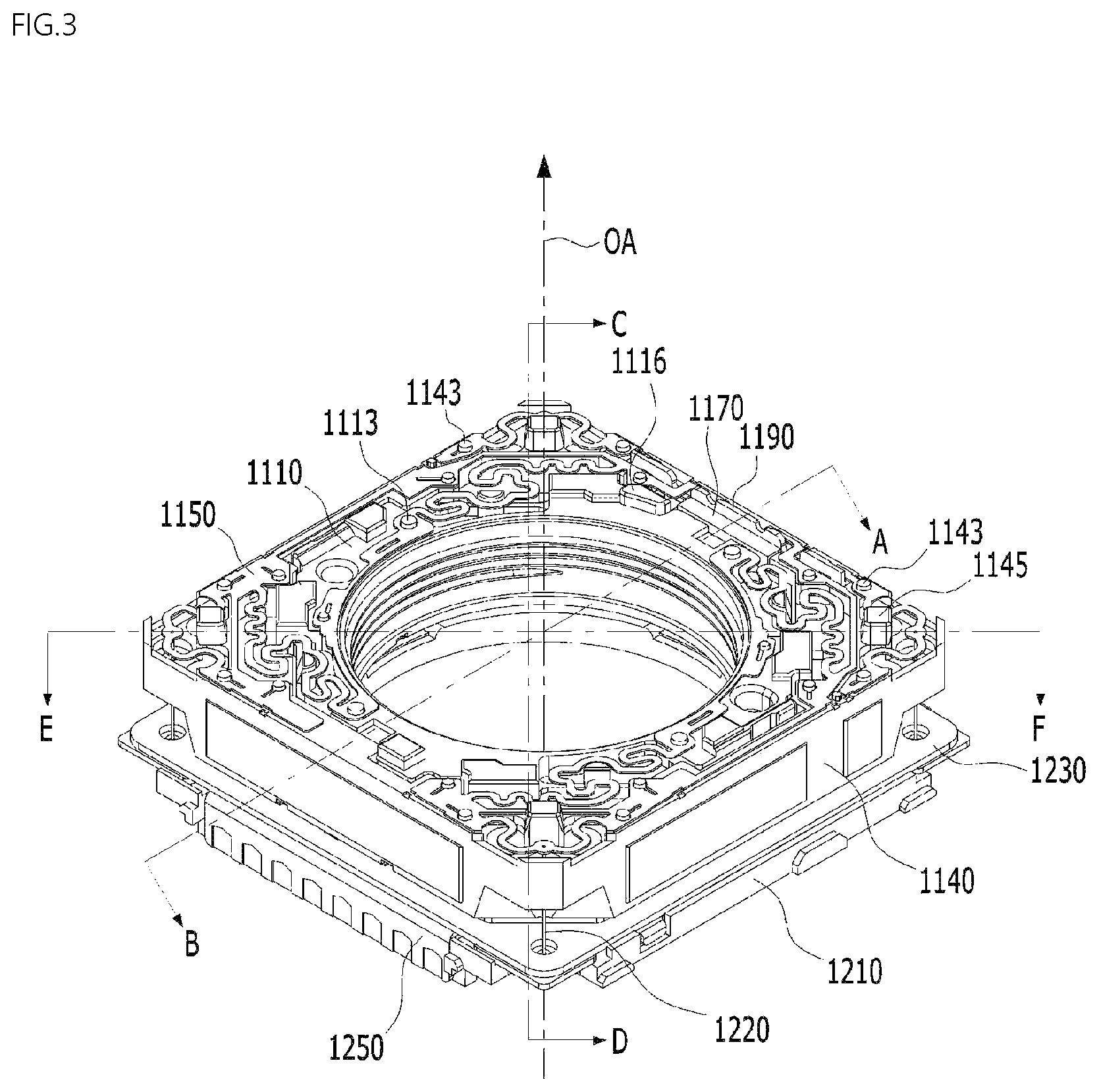 Patent US12101541 Figure 3 – Lens driving apparatus, and camera module and optical device comprising same