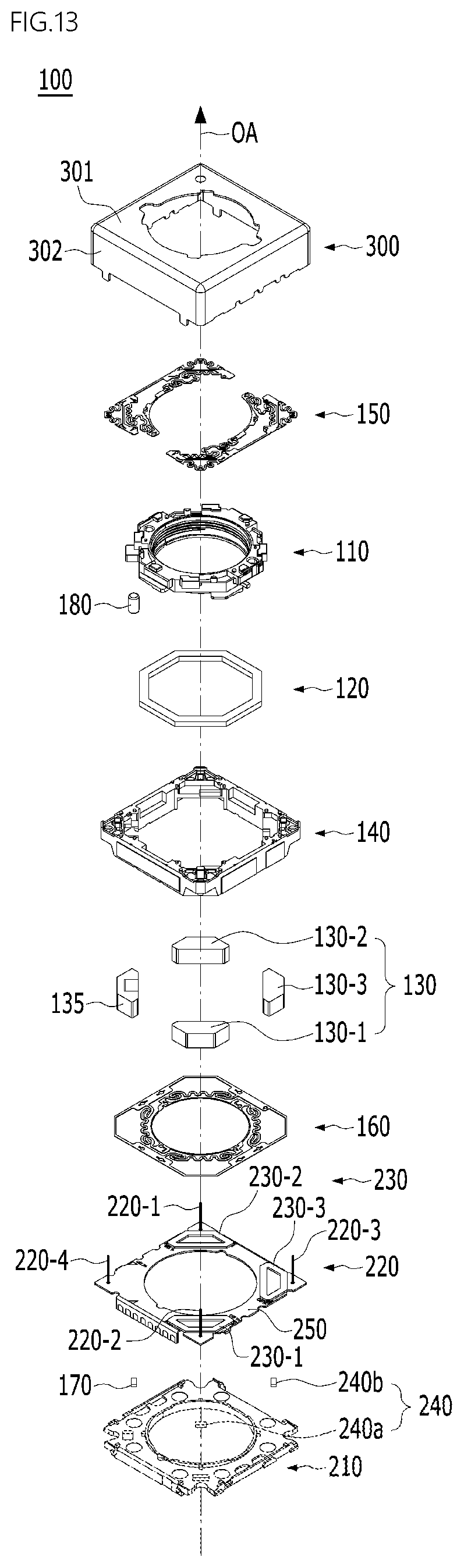 Patent US12101541 Figure 13 – Lens driving apparatus, and camera module and optical device comprising same
