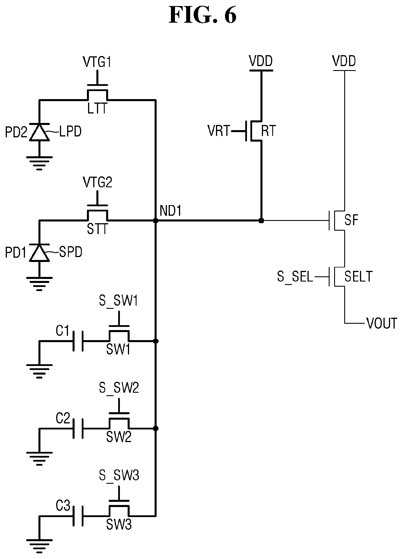 Patent US12101570 Figure 6 – Unit pixel including one or more capacitors and an image sensor including the same