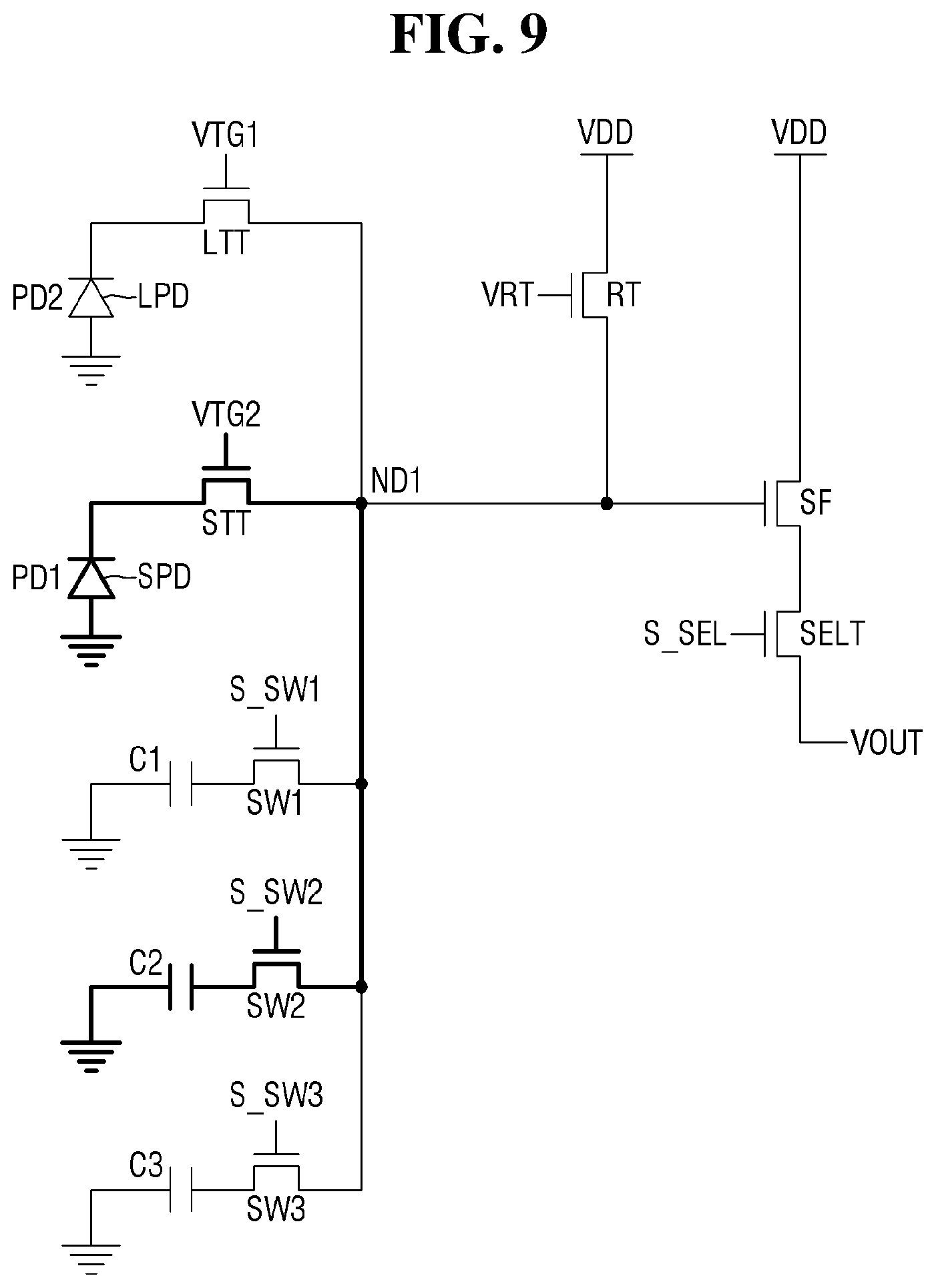 Patent US12101570 Figure 9 – Unit pixel including one or more capacitors and an image sensor including the same
