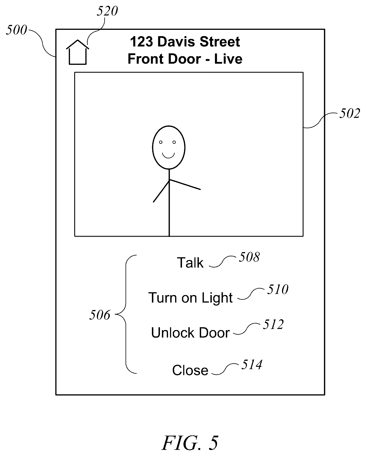 Patent US12101582 Figure 5 – Integrated accessory control user interface