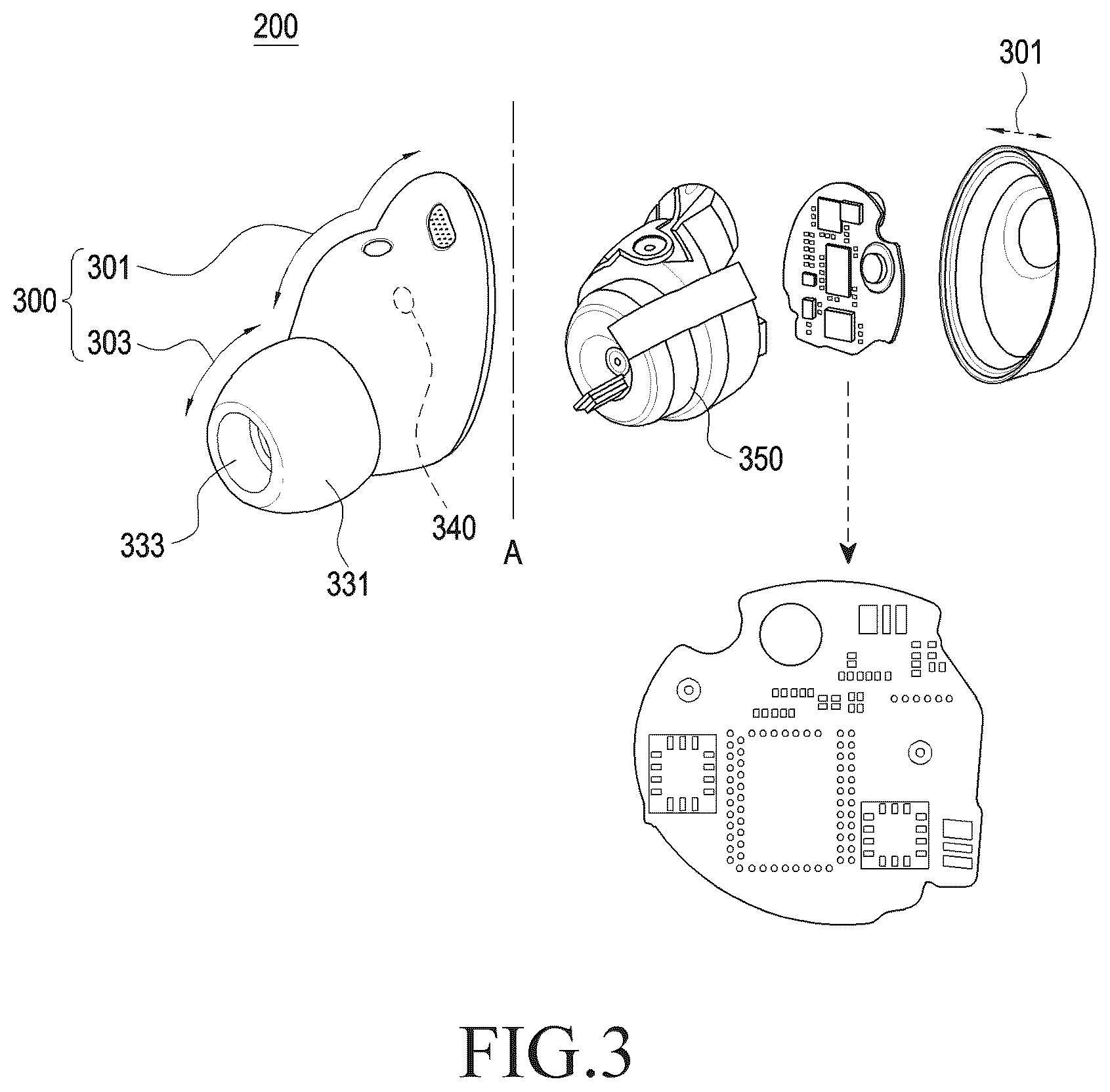 Patent US12101603 Figure 3 – Electronic device including integrated inertia sensor and operating method thereof