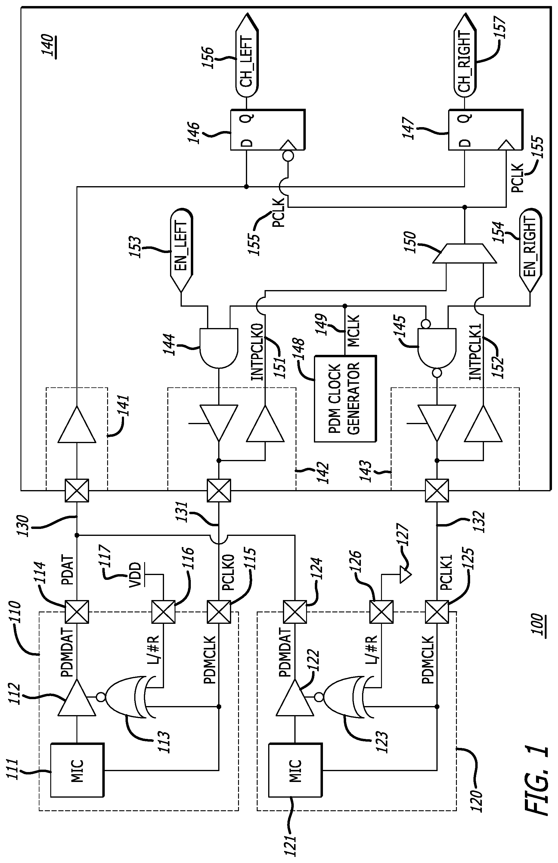 Patent US12101611 Figure 1 – Digital PDM microphone interface