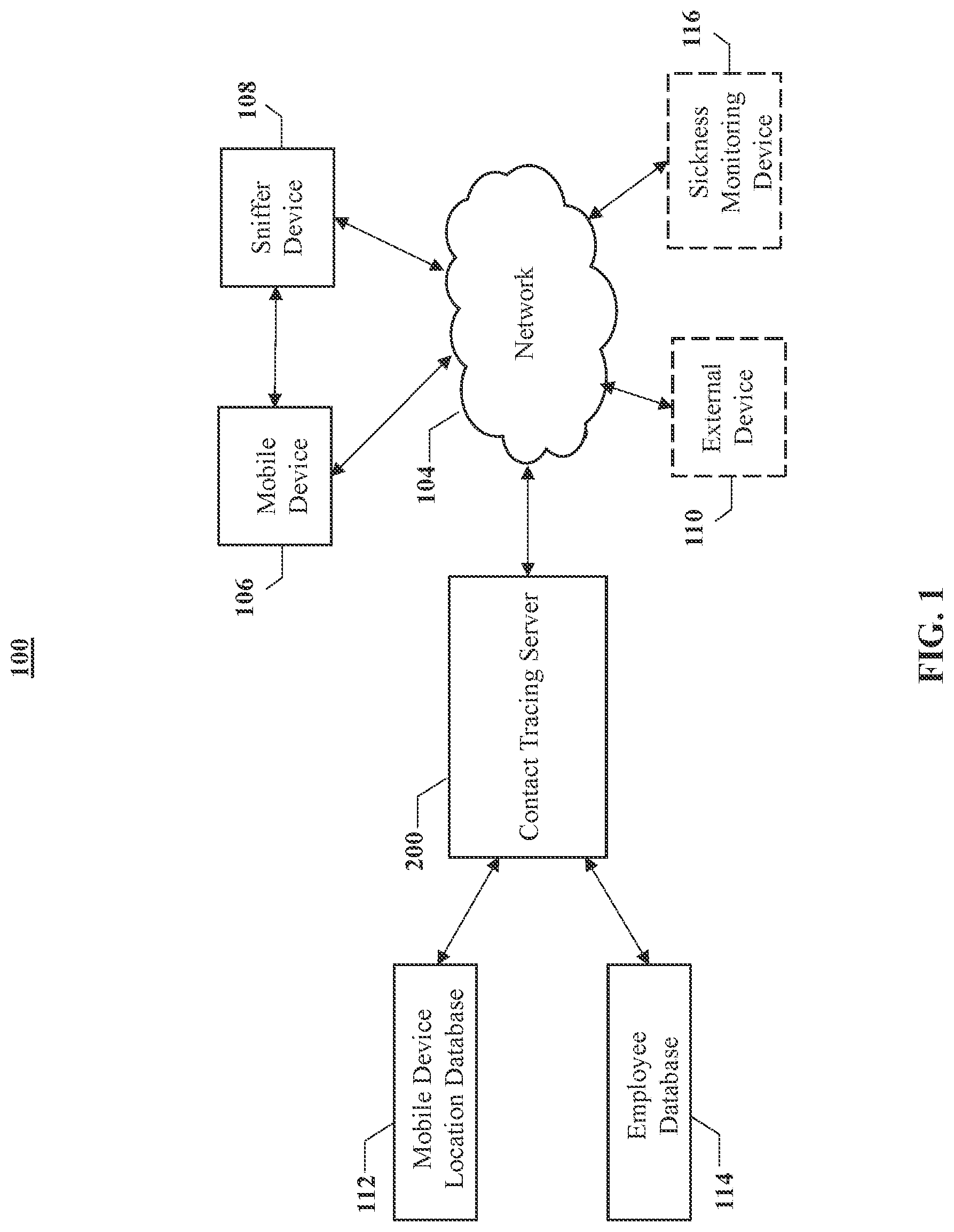 Patent US12101688 Figure 1 – System and methods for passive contact tracing