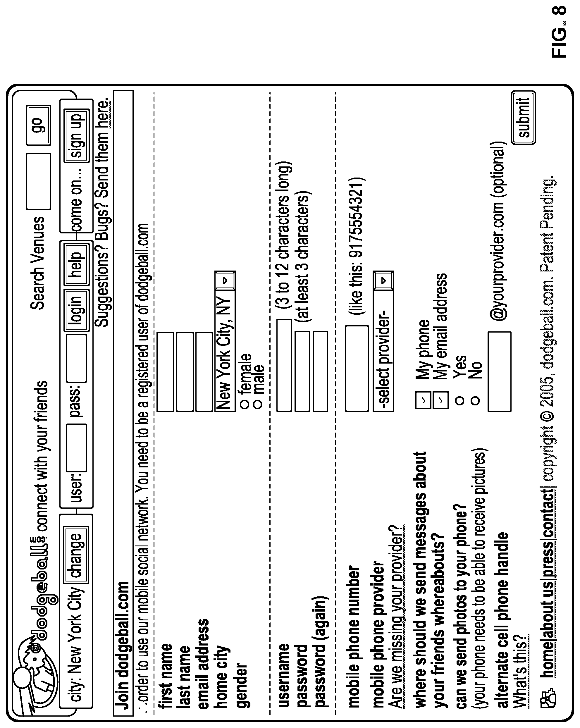 Patent US12101695 Figure 8 – Location-based social software for mobile devices