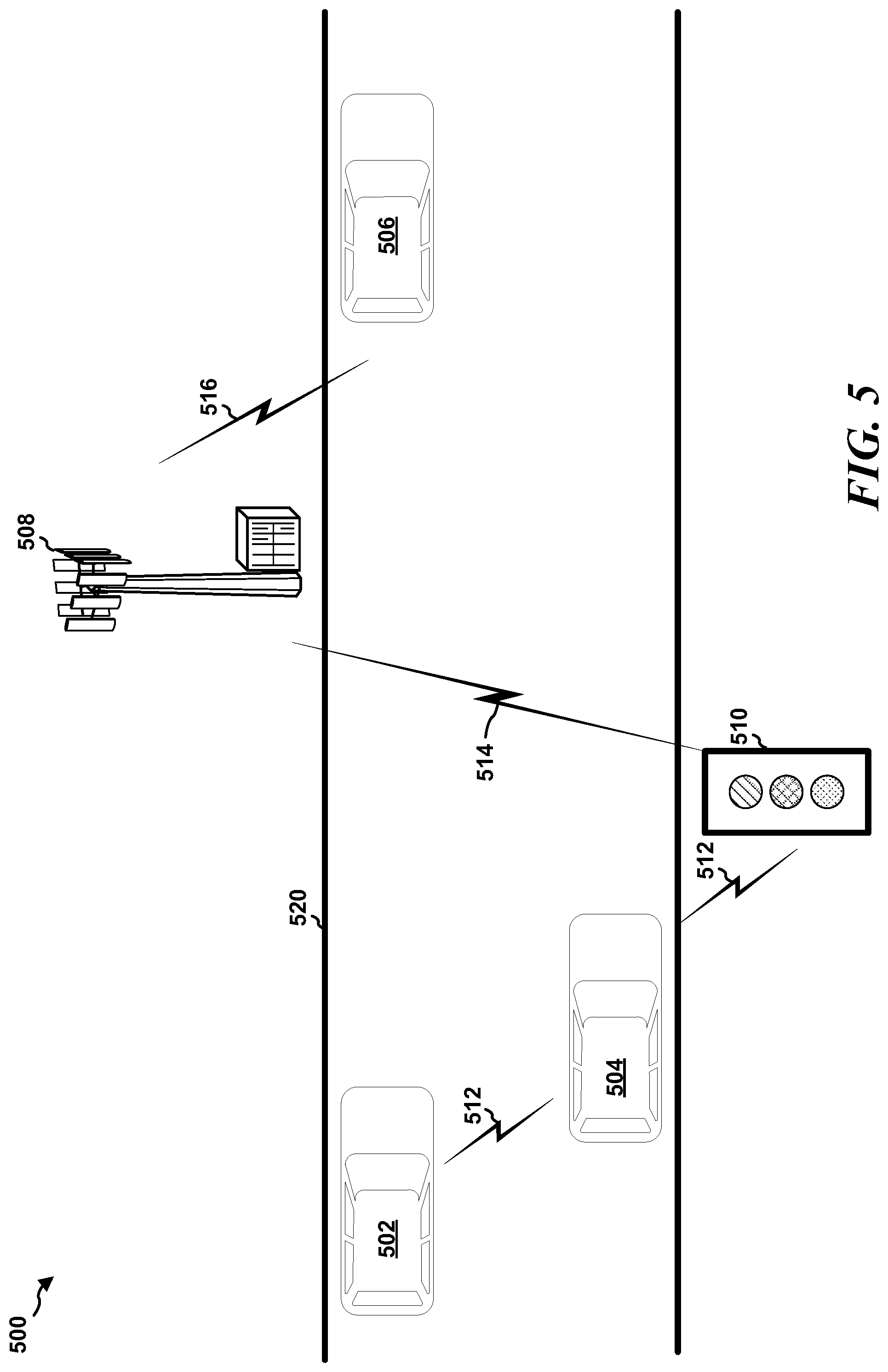 Patent US12101701 Figure 5 – Multi-static sensing network for assisting vehicle-to-everything (V2X) communication