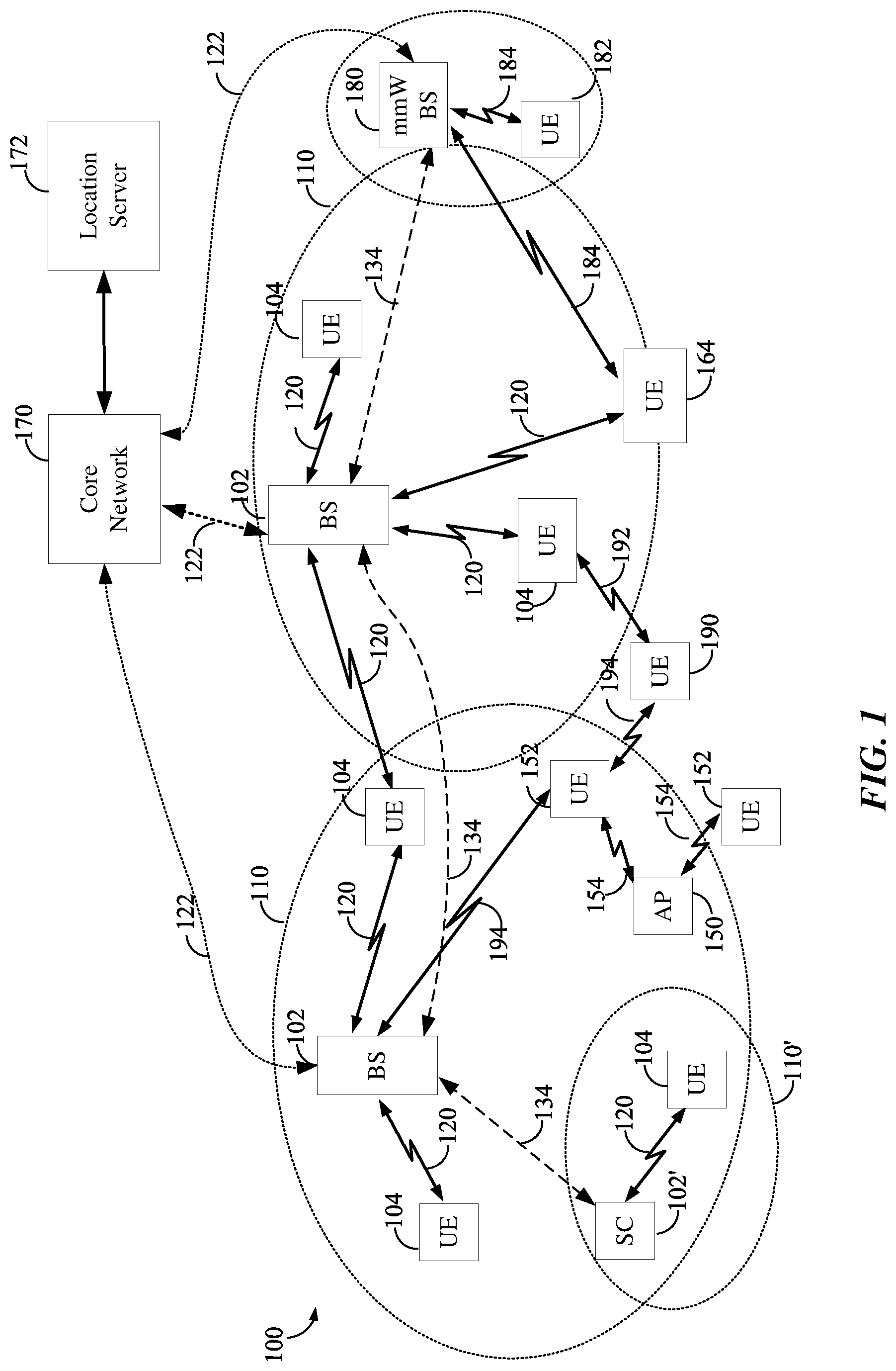 Patent US12101734 Figure 1 – Antenna sharing for multiple wireless communication technologies