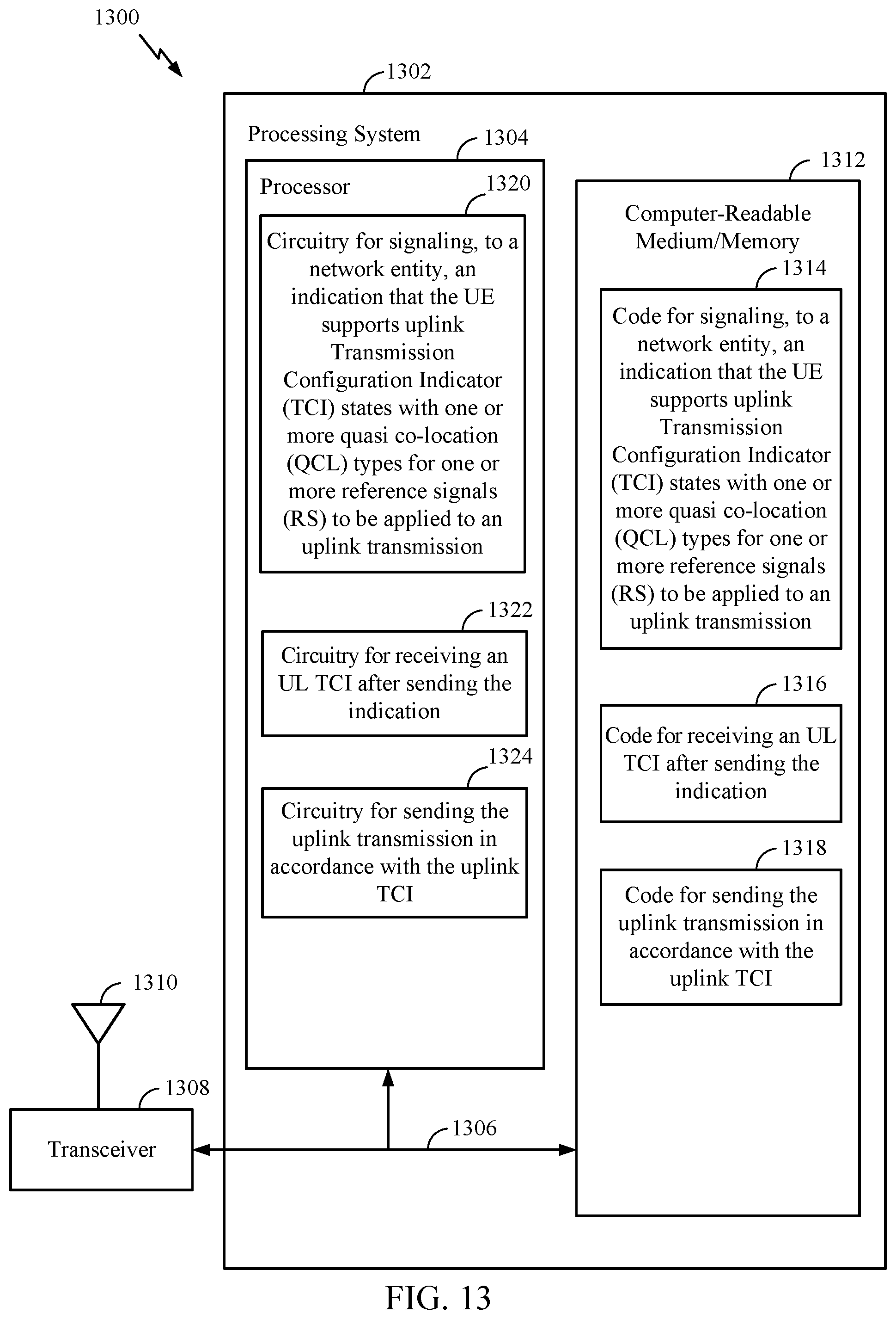 Patent US12101772 Figure 13 – Signaling to enable uplink transmission configuration indicator states