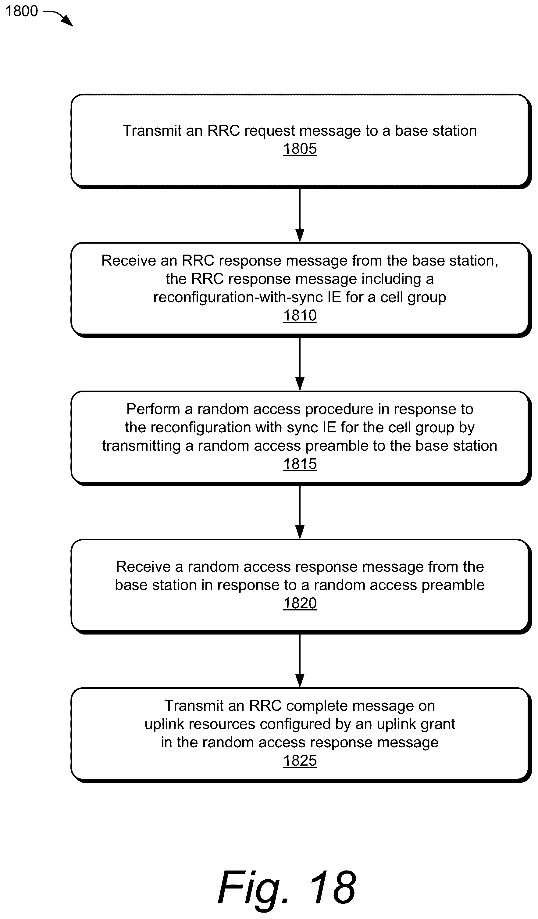 Patent US12101846 Figure 18 – Method for handling a radio resource control cell group configuration