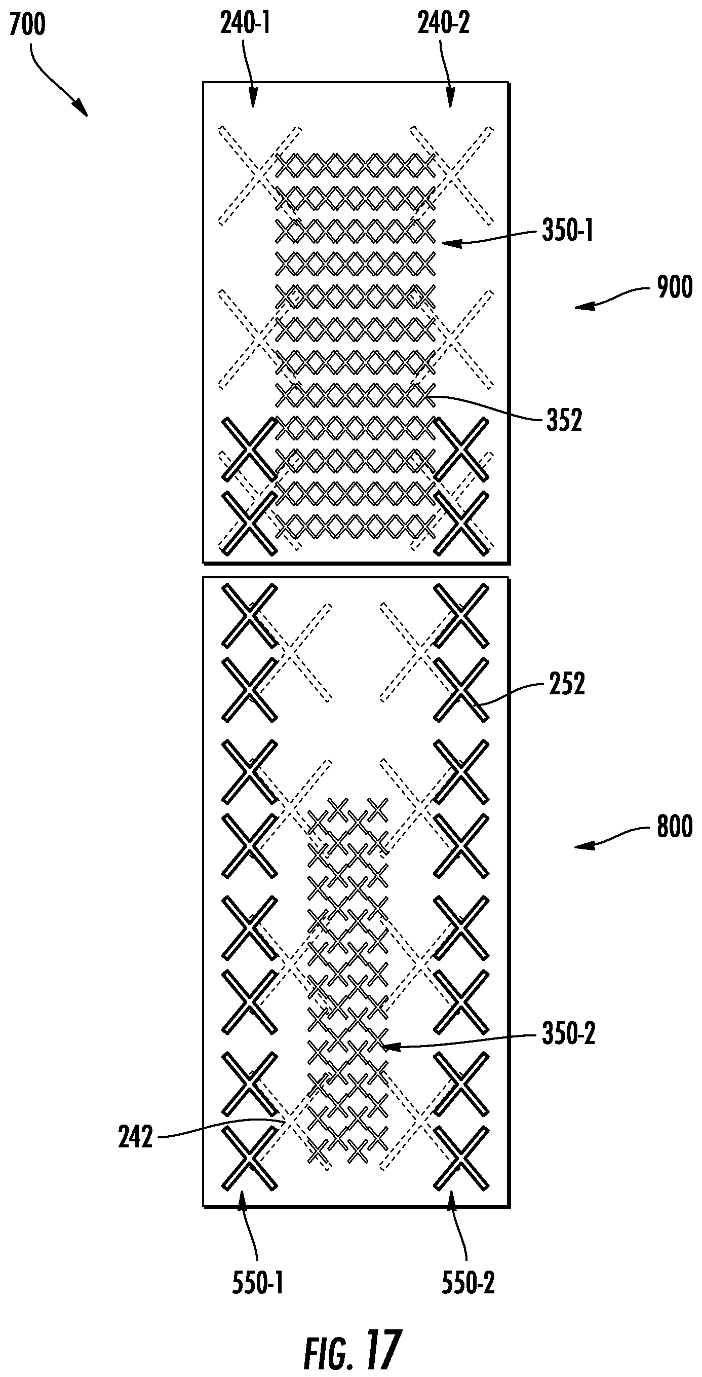Patent US12101853 Figure 11 – Base station antenna units having arrays spanning multiple antennas that are connected by jumper cables
