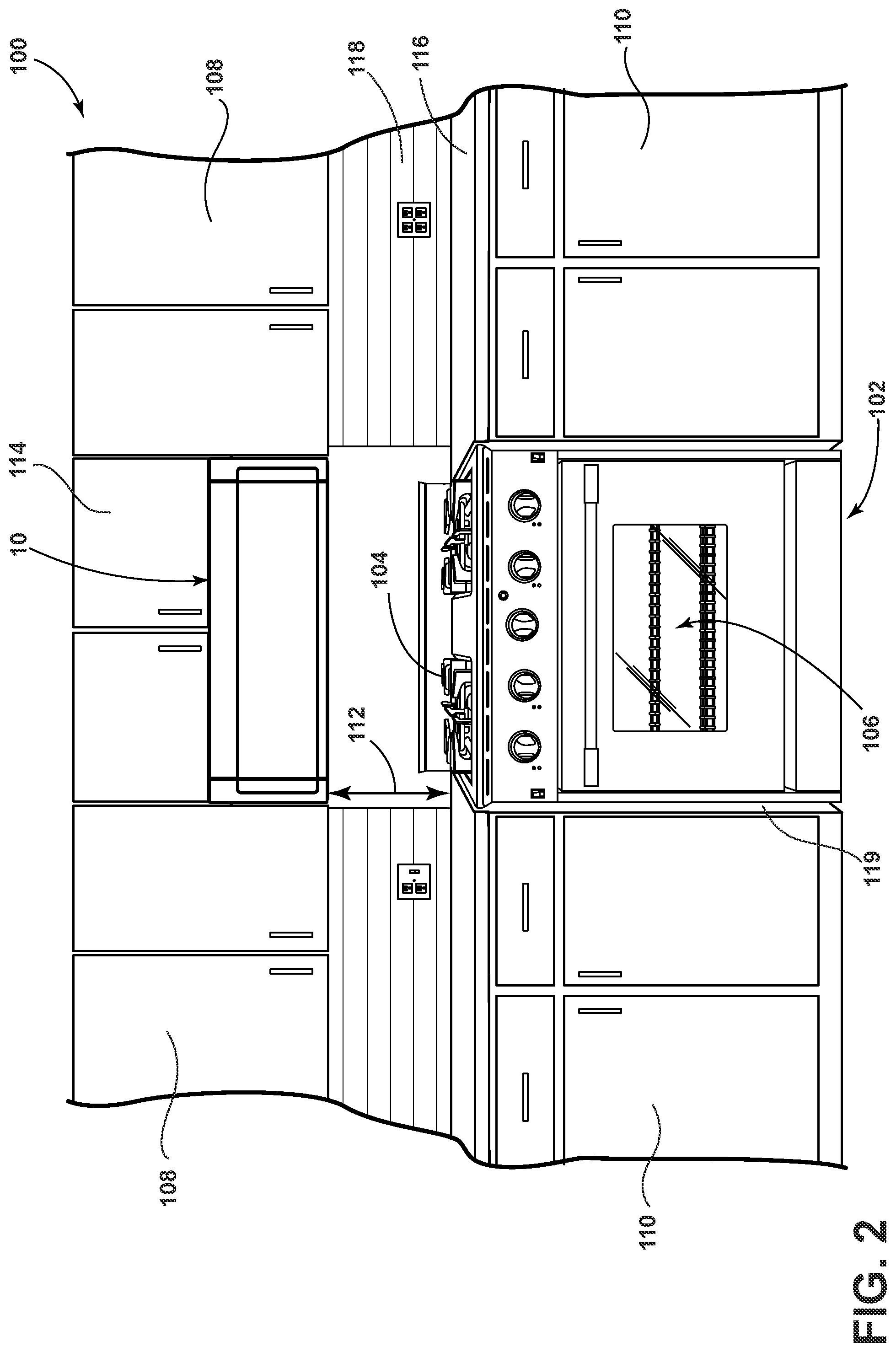 Patent US12101865 Figure 2 – Combination microwave and hood system