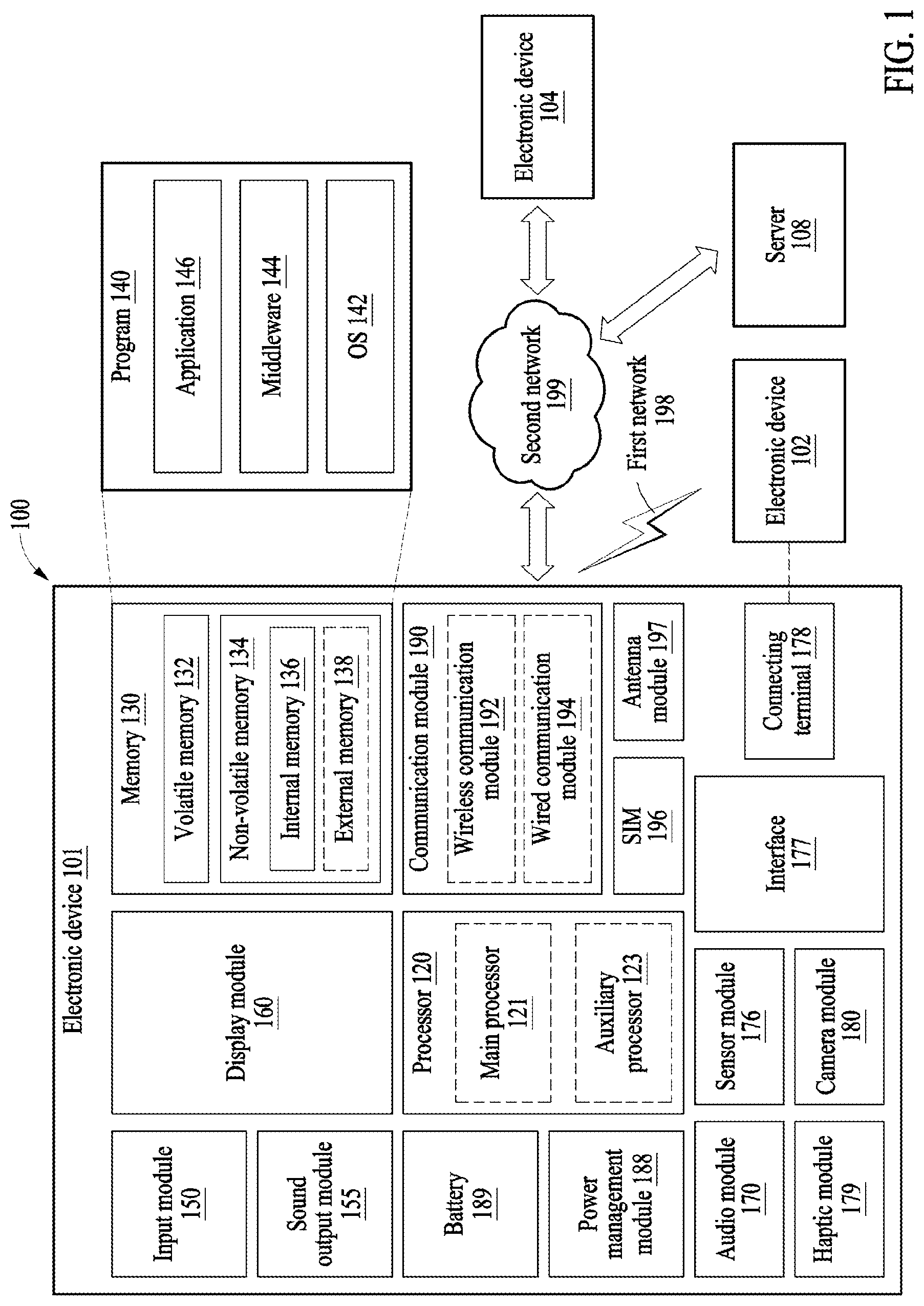 Patent US12101874 Figure 1 – Rigid flexible printed circuit board and electronic device including the same