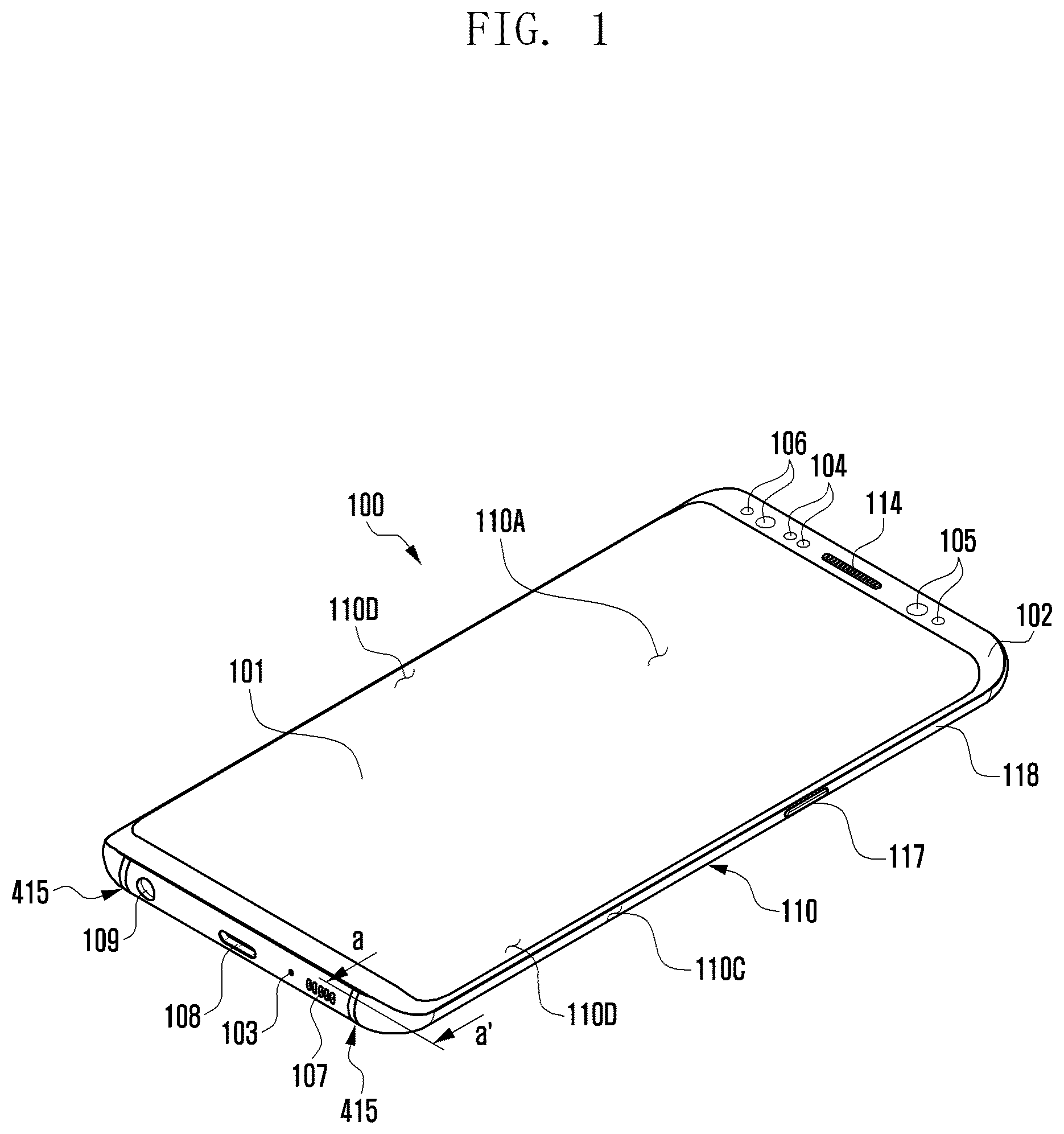 Patent US12101901 Figure 1 – Electronic device including housing and method for manufacturing the housing