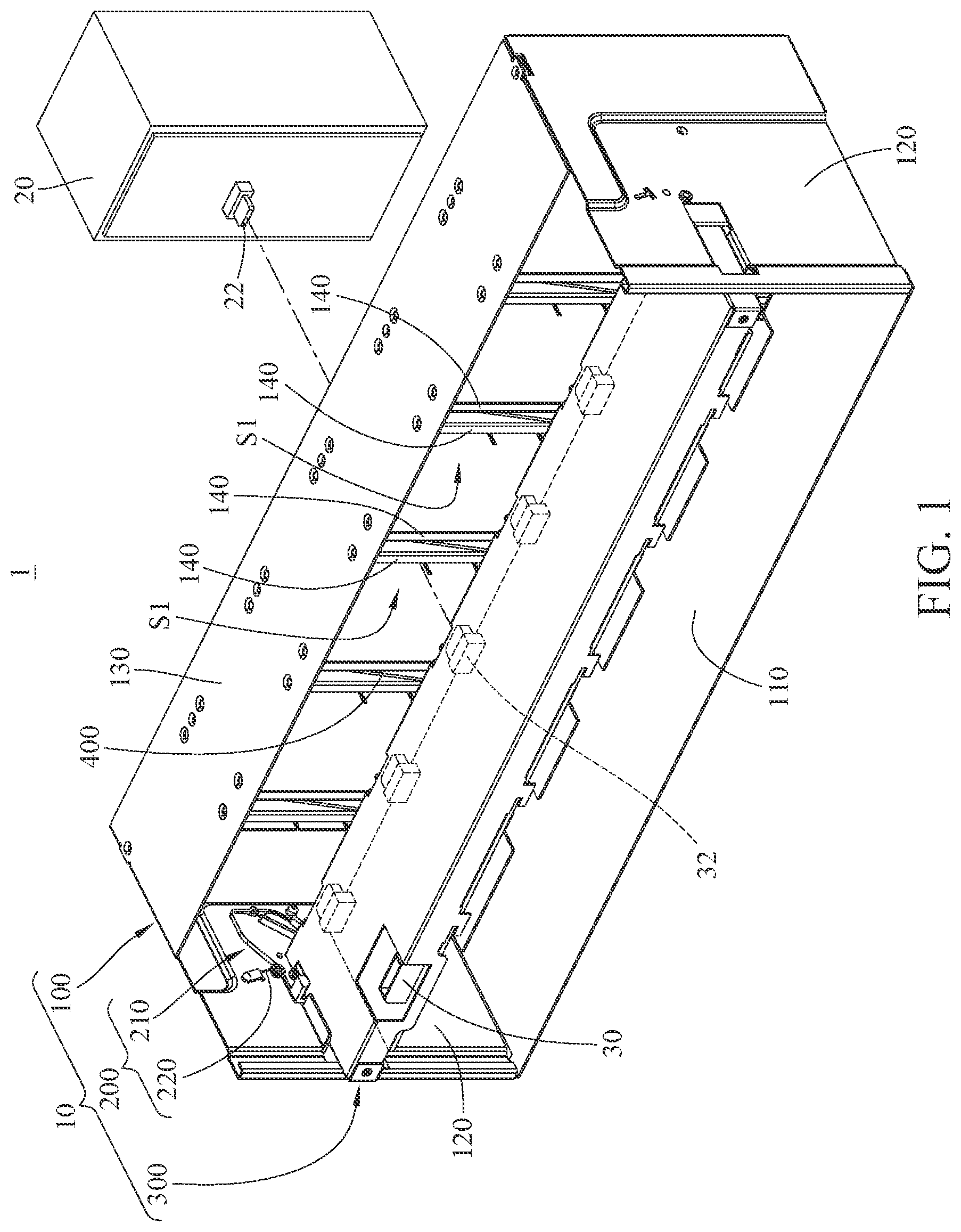 Patent US12101905 Figure 1 – Electronic device and quick release mechanism
