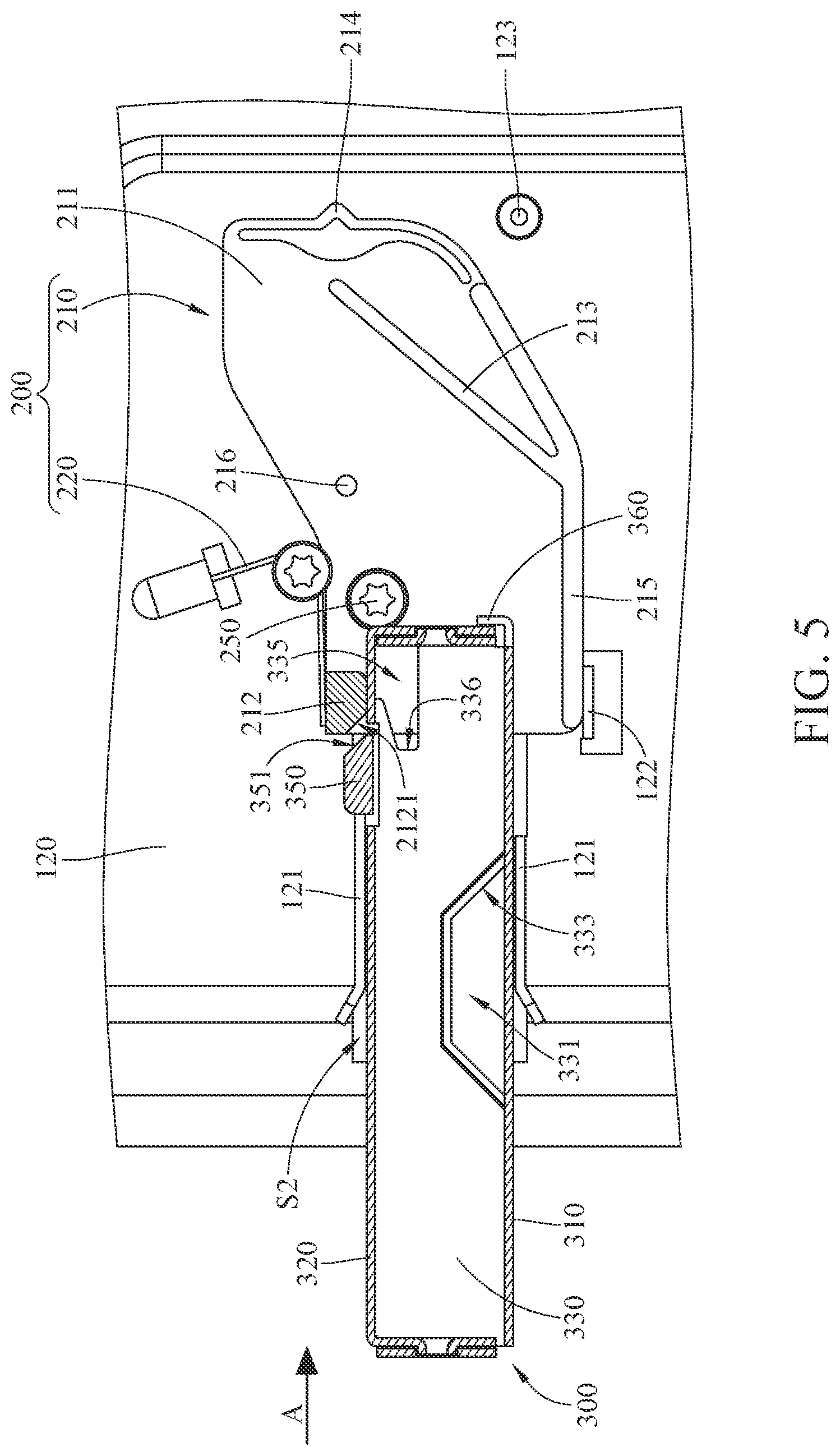 Patent US12101905 Figure 5 – Electronic device and quick release mechanism