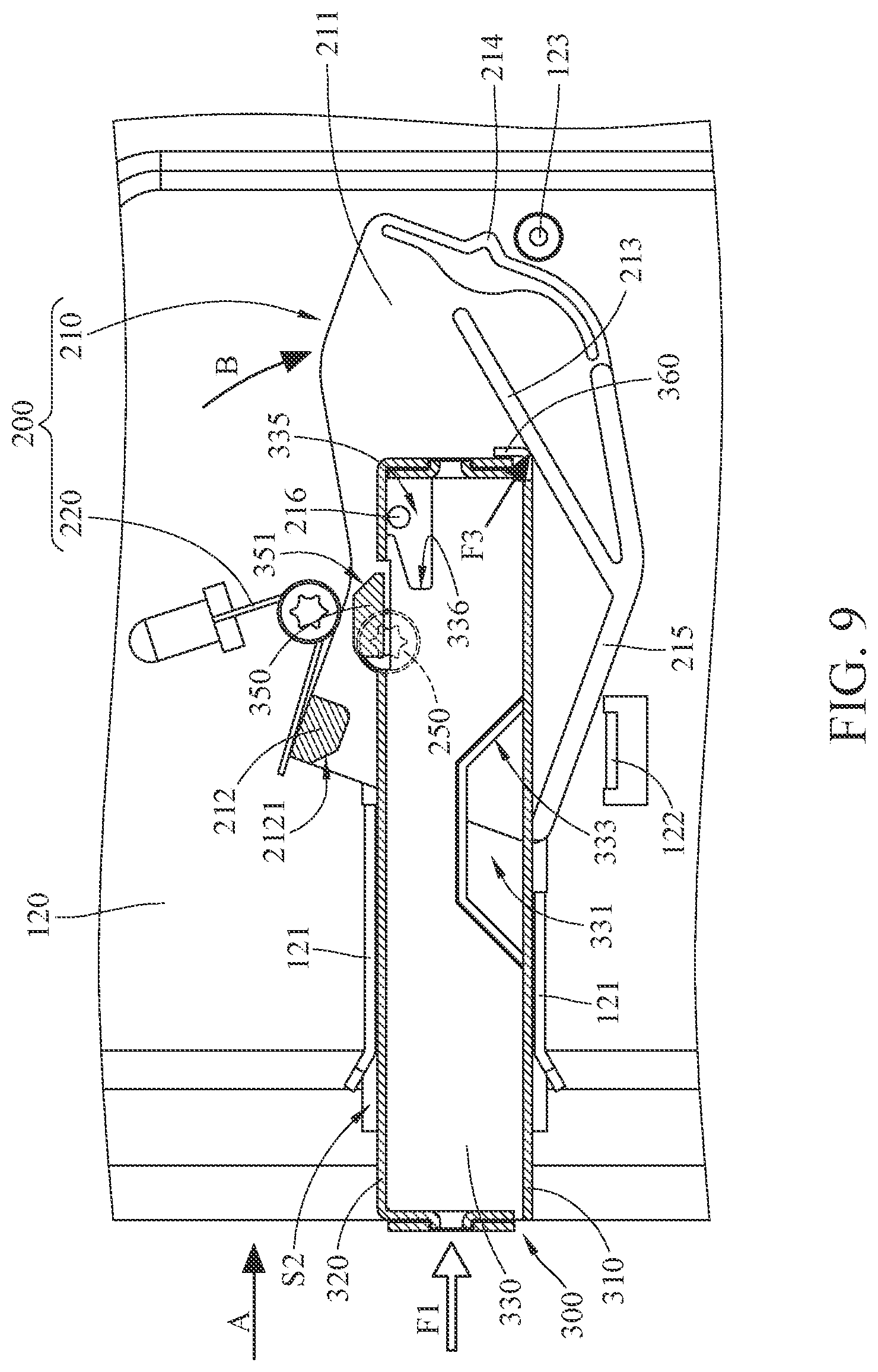 Patent US12101905 Figure 9 – Electronic device and quick release mechanism