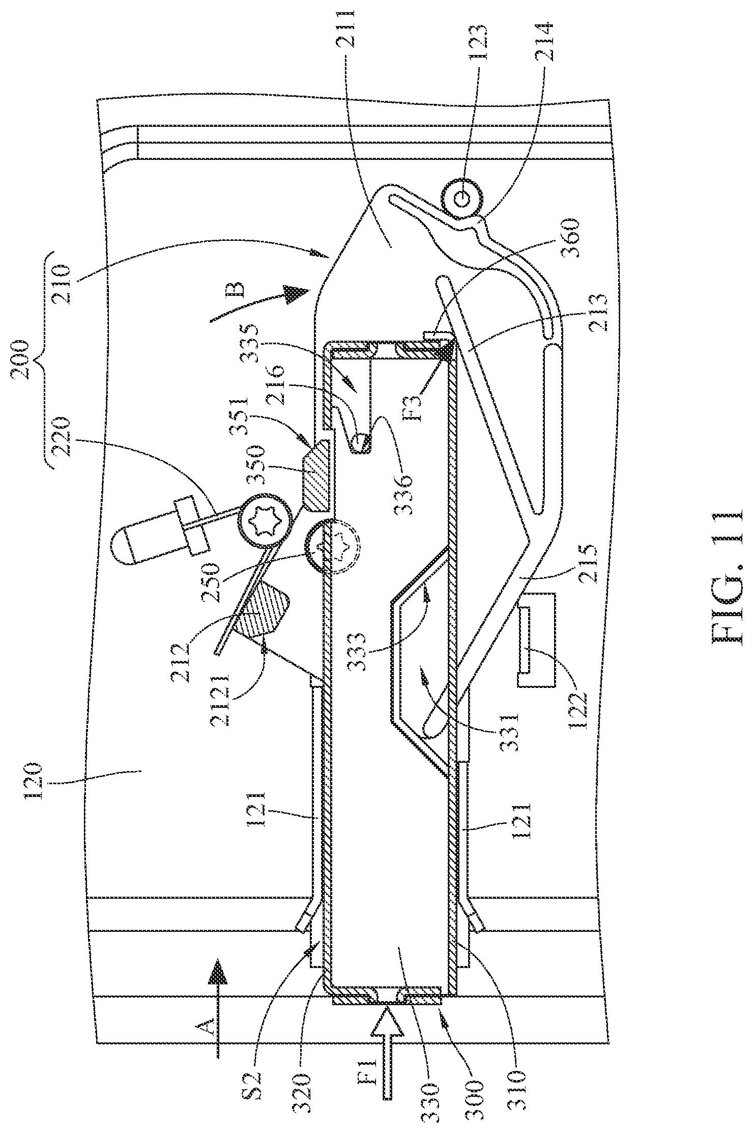 Patent US12101905 Figure 11 – Electronic device and quick release mechanism