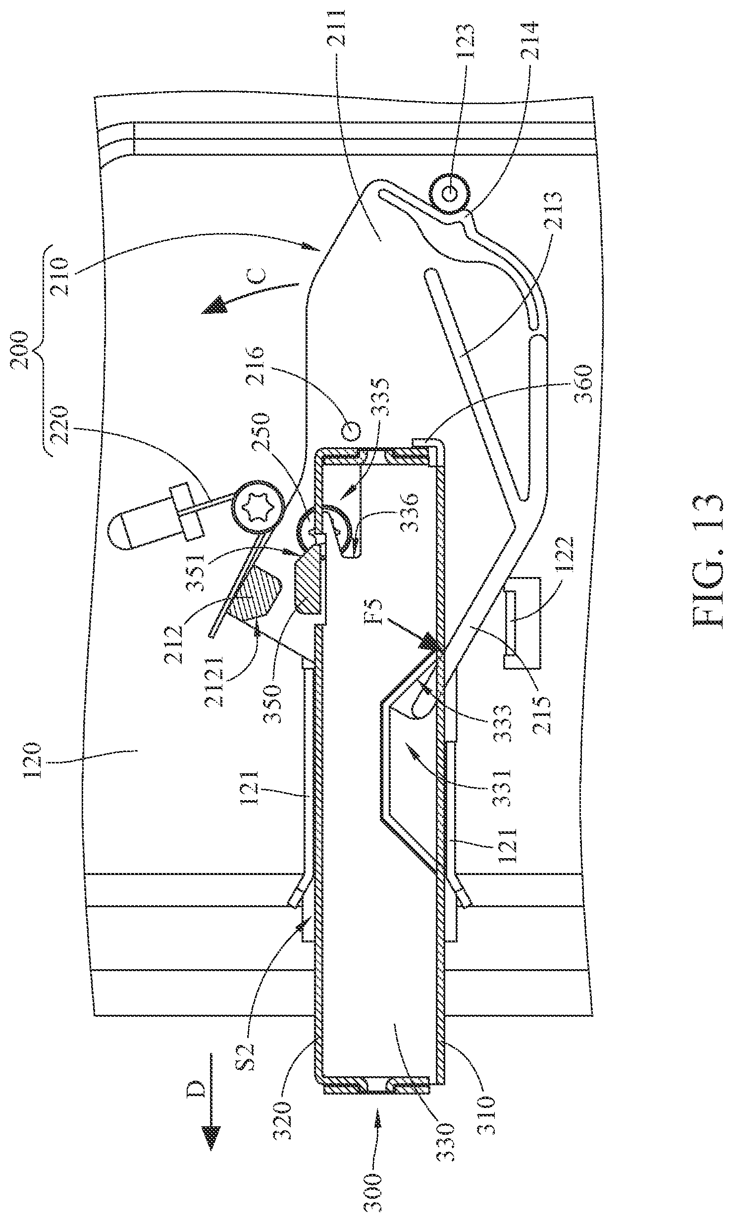 Patent US12101905 Figure 13 – Electronic device and quick release mechanism