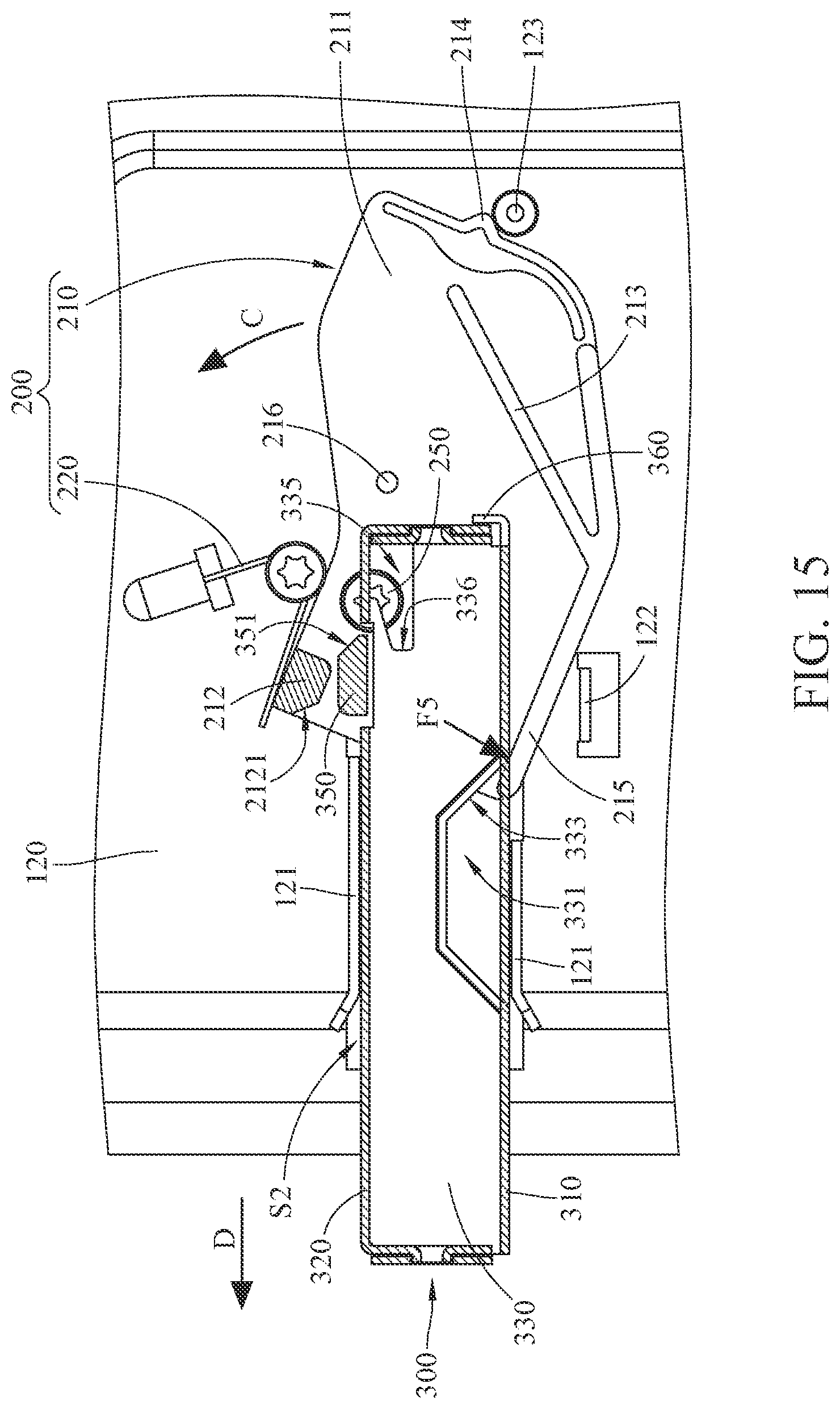 Patent US12101905 Figure 15 – Electronic device and quick release mechanism