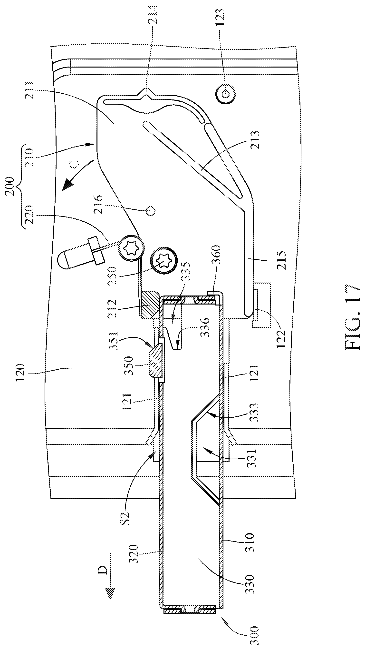Patent US12101905 Figure 17 – Electronic device and quick release mechanism