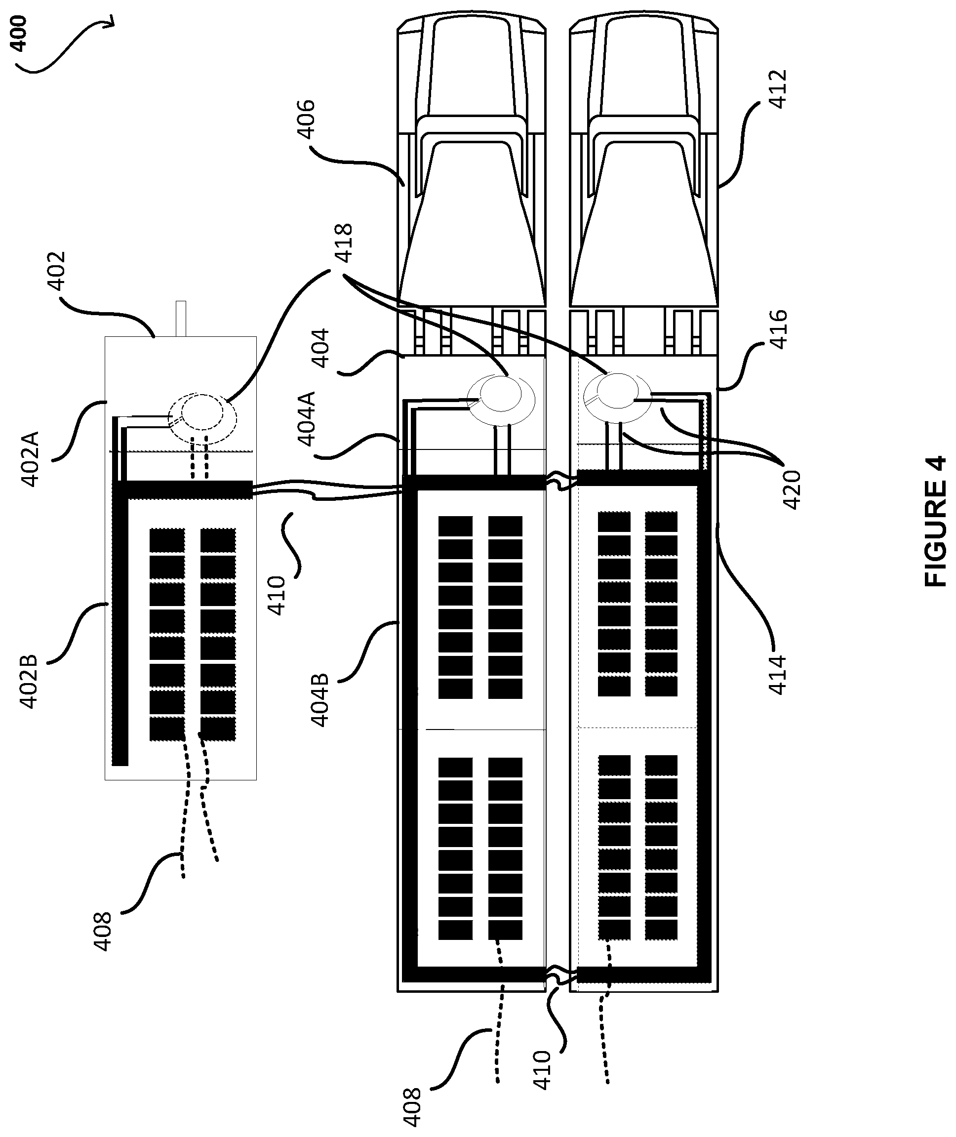 Patent US12101907 Figure 4 – Intelligent pod-based cooling loop with dry cooler for mobile datacenter cooling systems