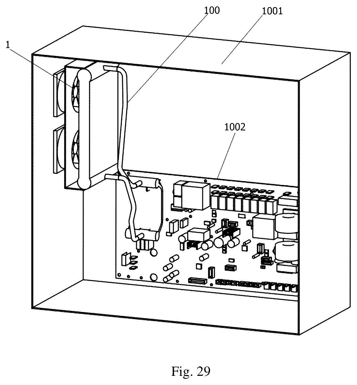 Patent US12101911 Figure 10 – Heat exchange system used for heat dissipation of electronic control assembly and computer host