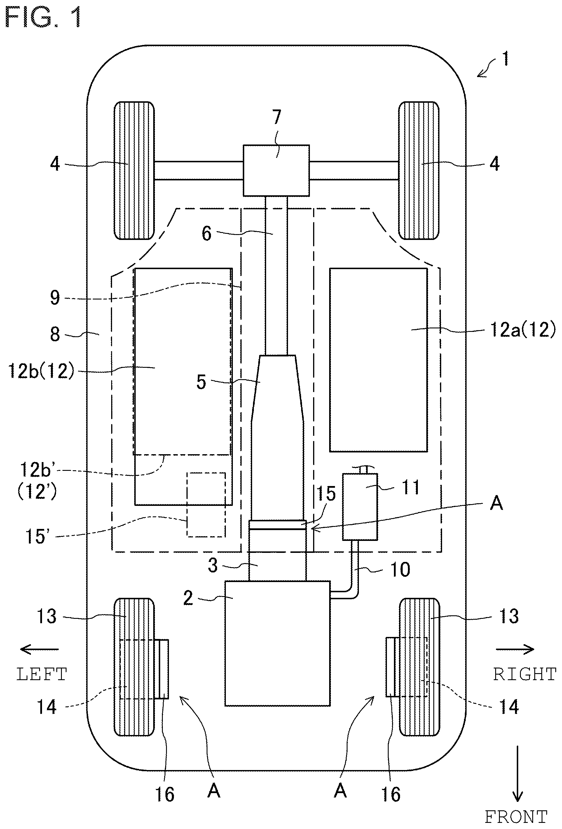 Patent US12101917 Figure 1 – Vehicle drive unit